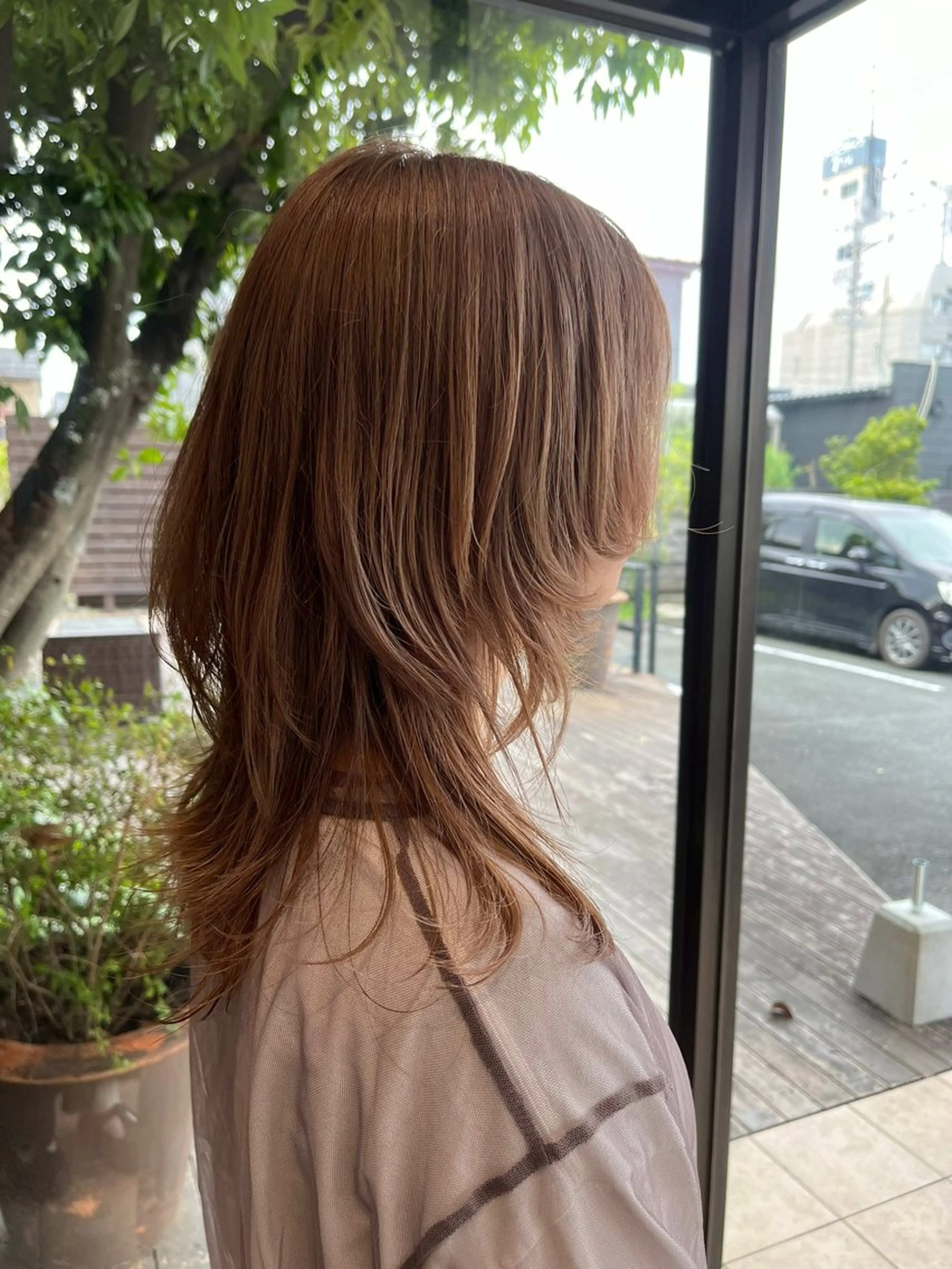 セミロング 赤み消しカラー 🩵かりんのヘアスタイル