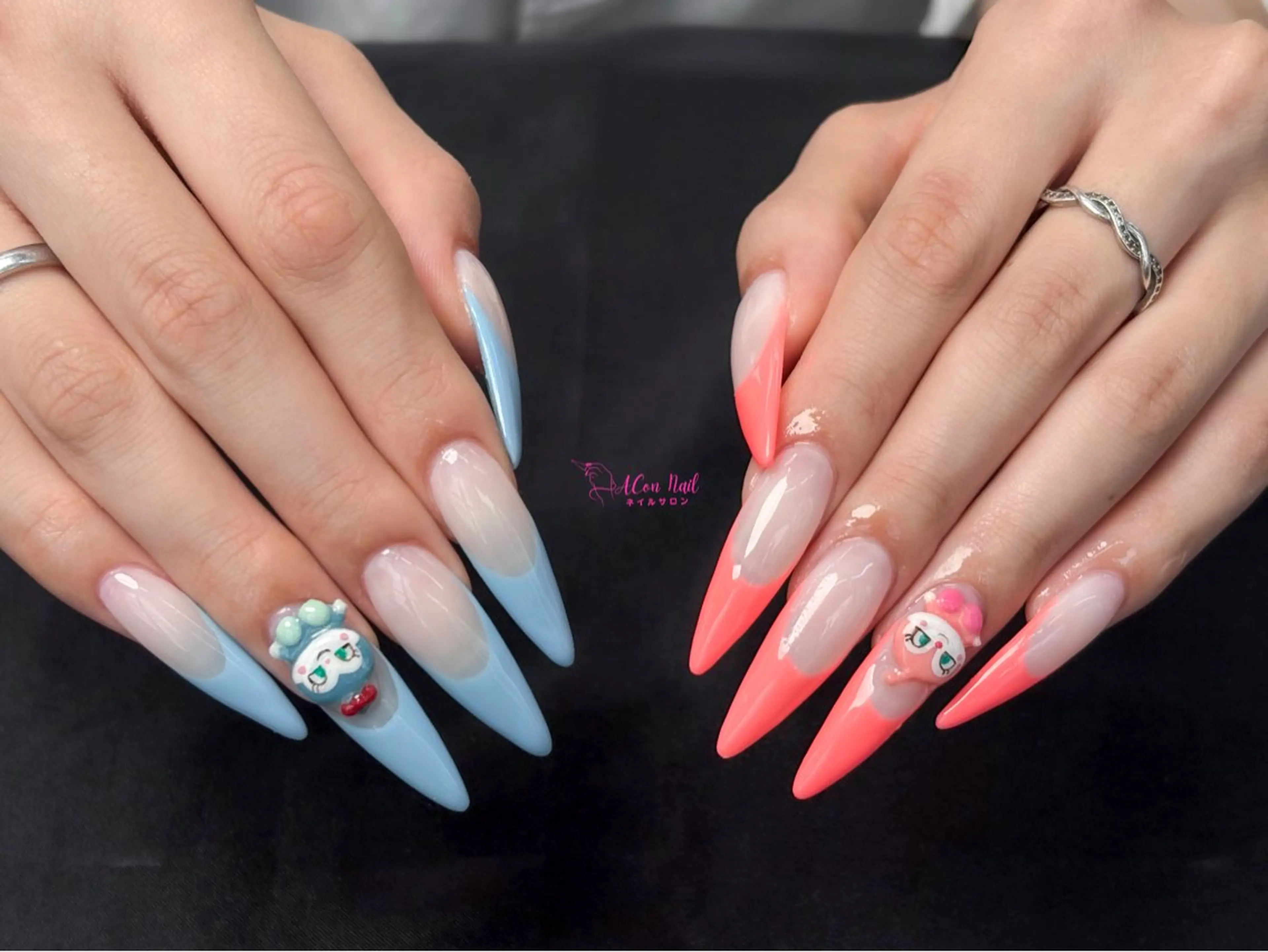 ネイル 桜ネイル 長さ出し フラワーネイル フレンチネイル ジェルネイル ハンドネイル ACon NailSalonのネイルデザイン