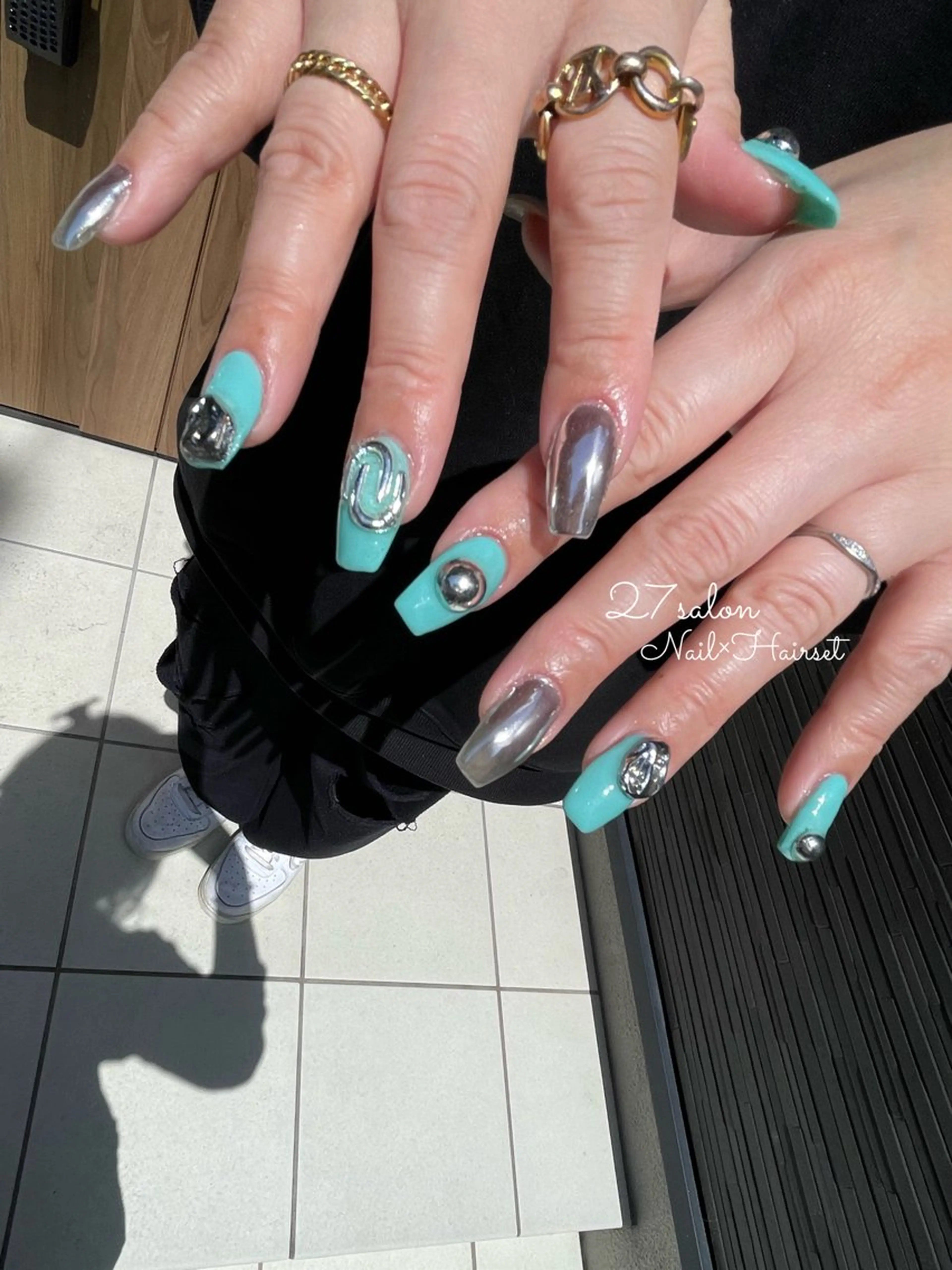 ネイル ブルー ニュアンスネイル 27salon yuinaのネイルデザイン