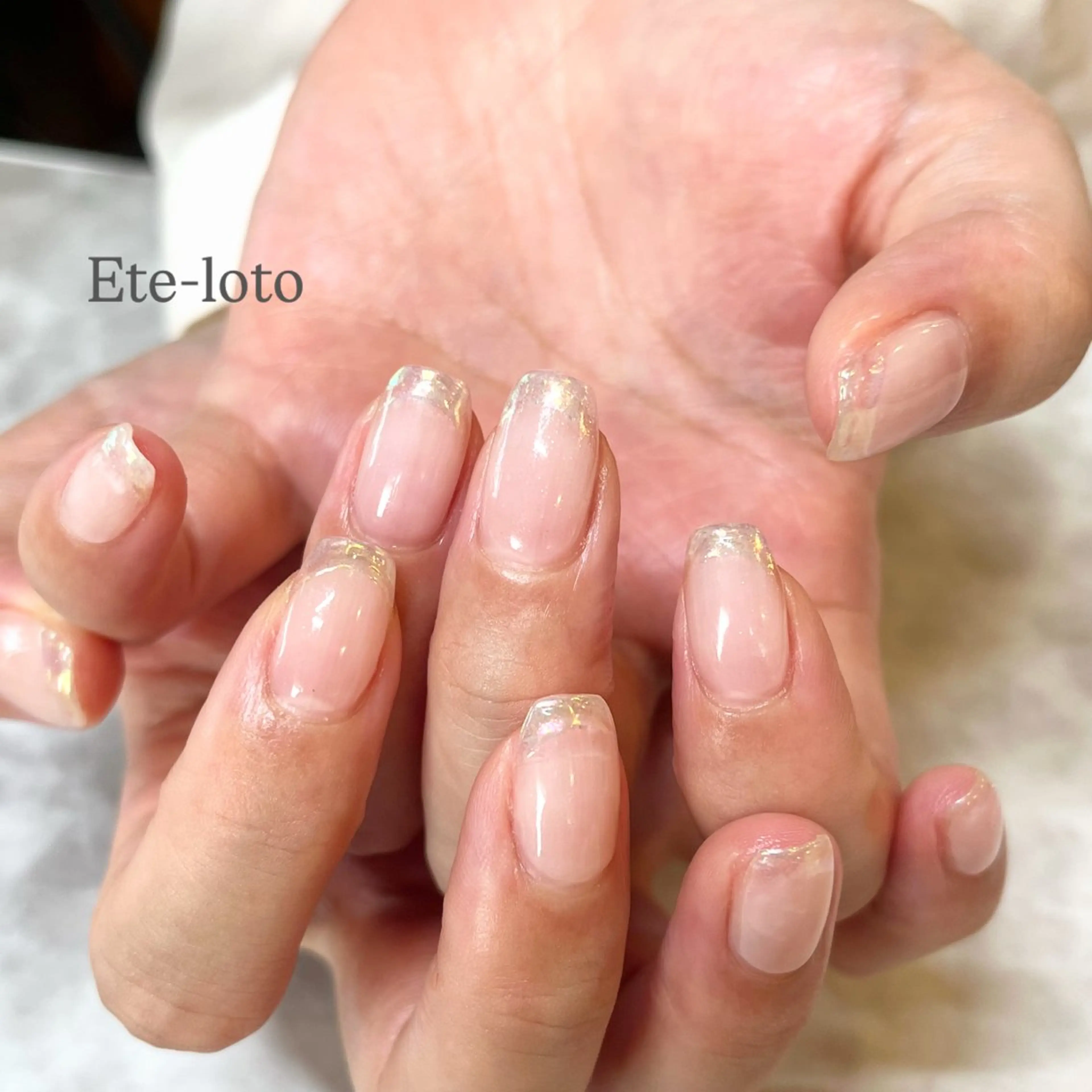 ネイル オーロラネイル クリアネイル フレンチネイル オフィスネイル シンプルネイル ハンドネイル nail bar Ete-lotoのネイルデザイン