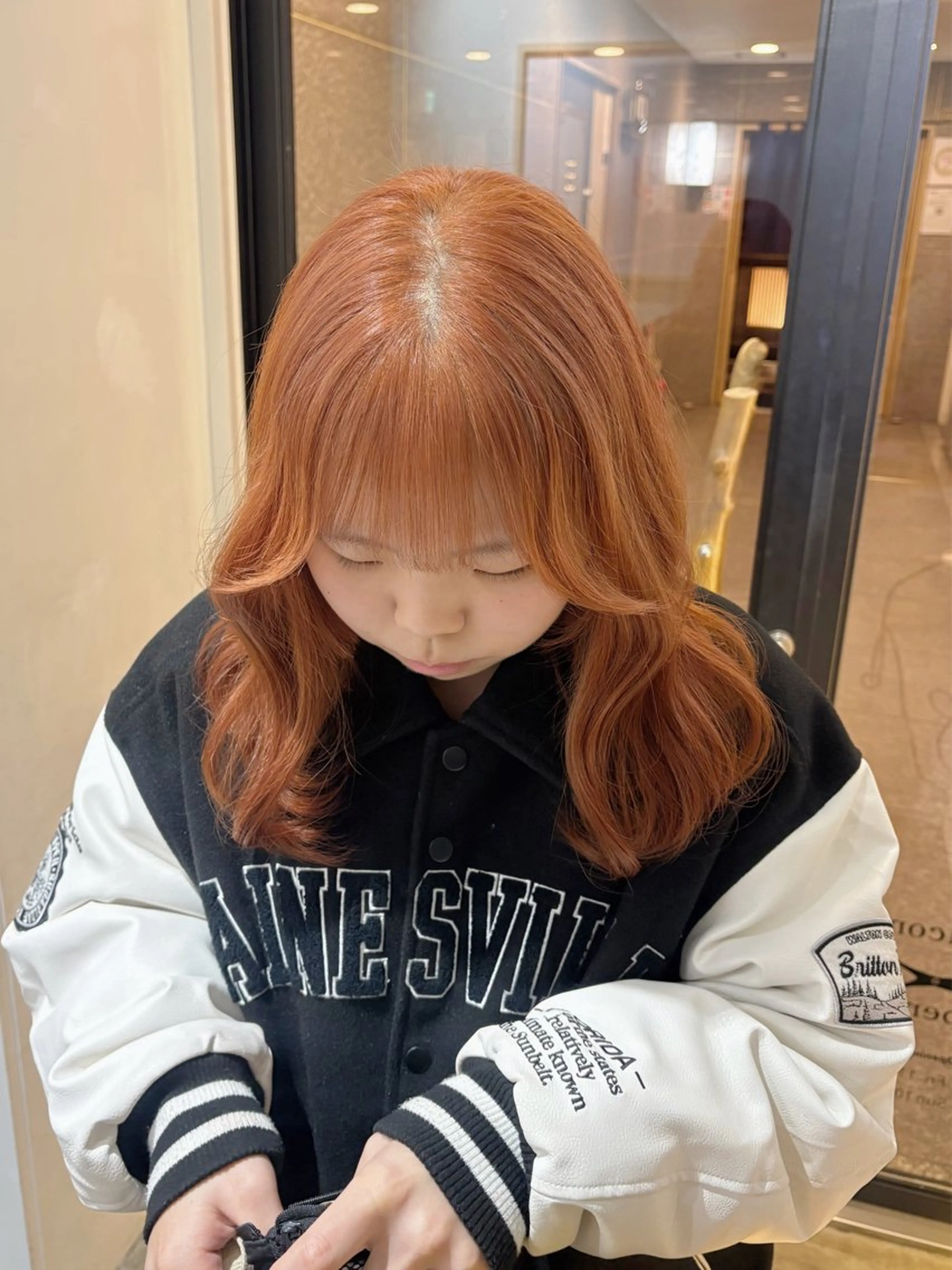 ミディアム カラー ブリーチ オレンジ カット ヘアカラー RINO/似合わせ /女性専用𖧷のヘアスタイル