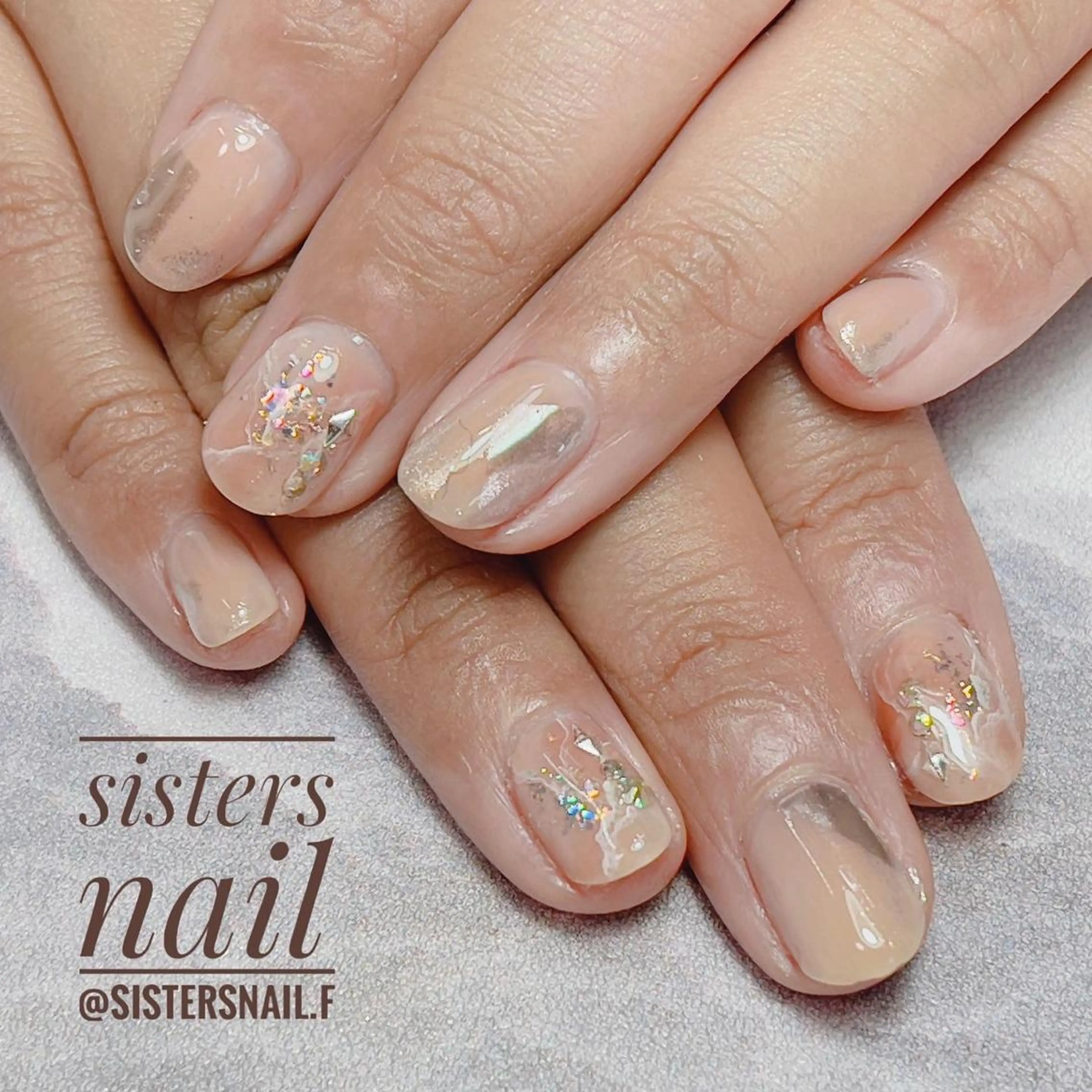 ネイル アートネイル ミラーネイル オフィスネイル ピンク 冬ネイル sisters nail.fのネイルデザイン