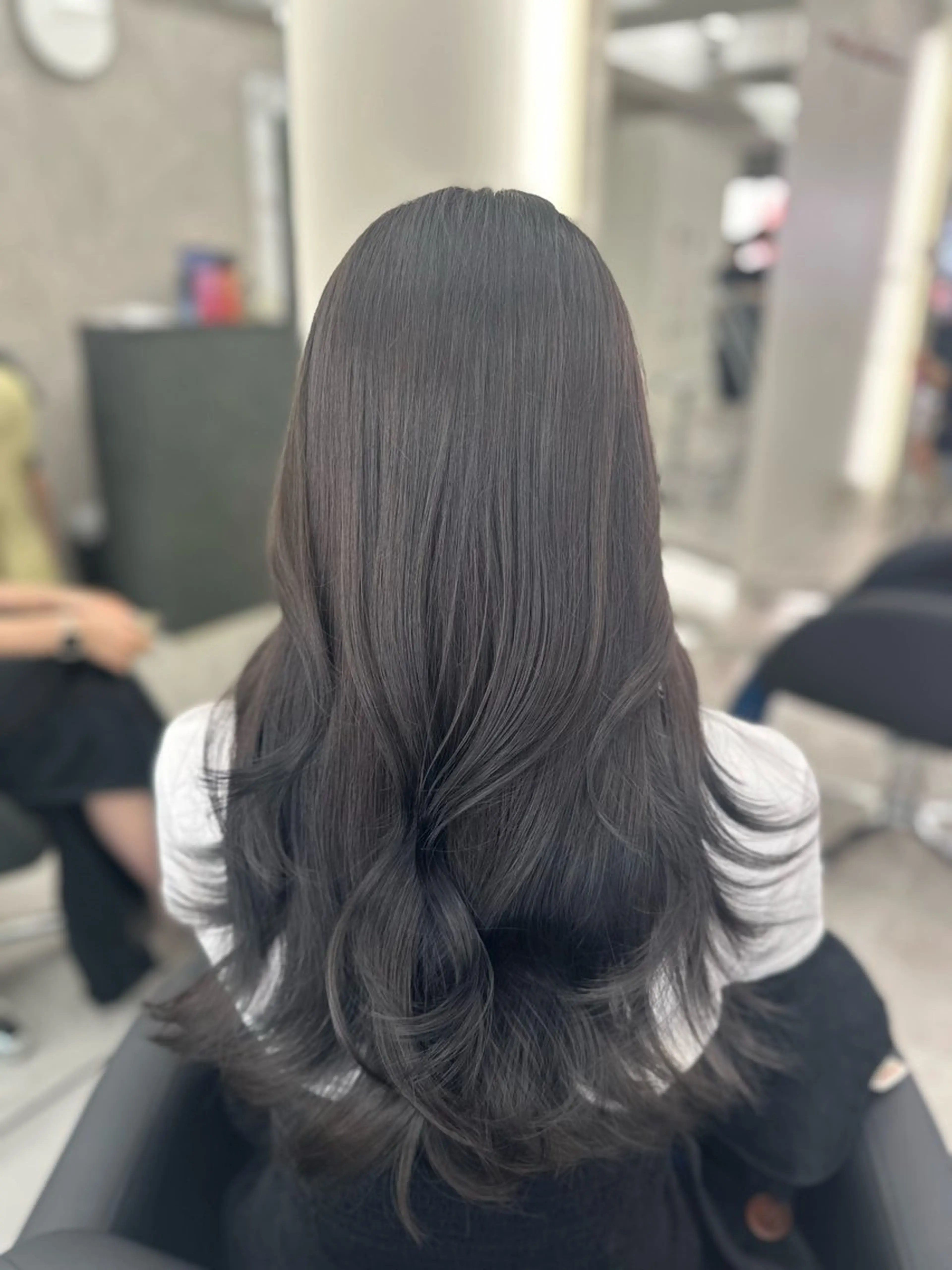 ロング カラー ブリーチ ダブルカラー ブリーチなしカラー 顔まわりレイヤー 顔周りカット ヘアカラー トリートメント 田之上千尋/透明感 ブリーチなし/韓国風のヘアスタイル