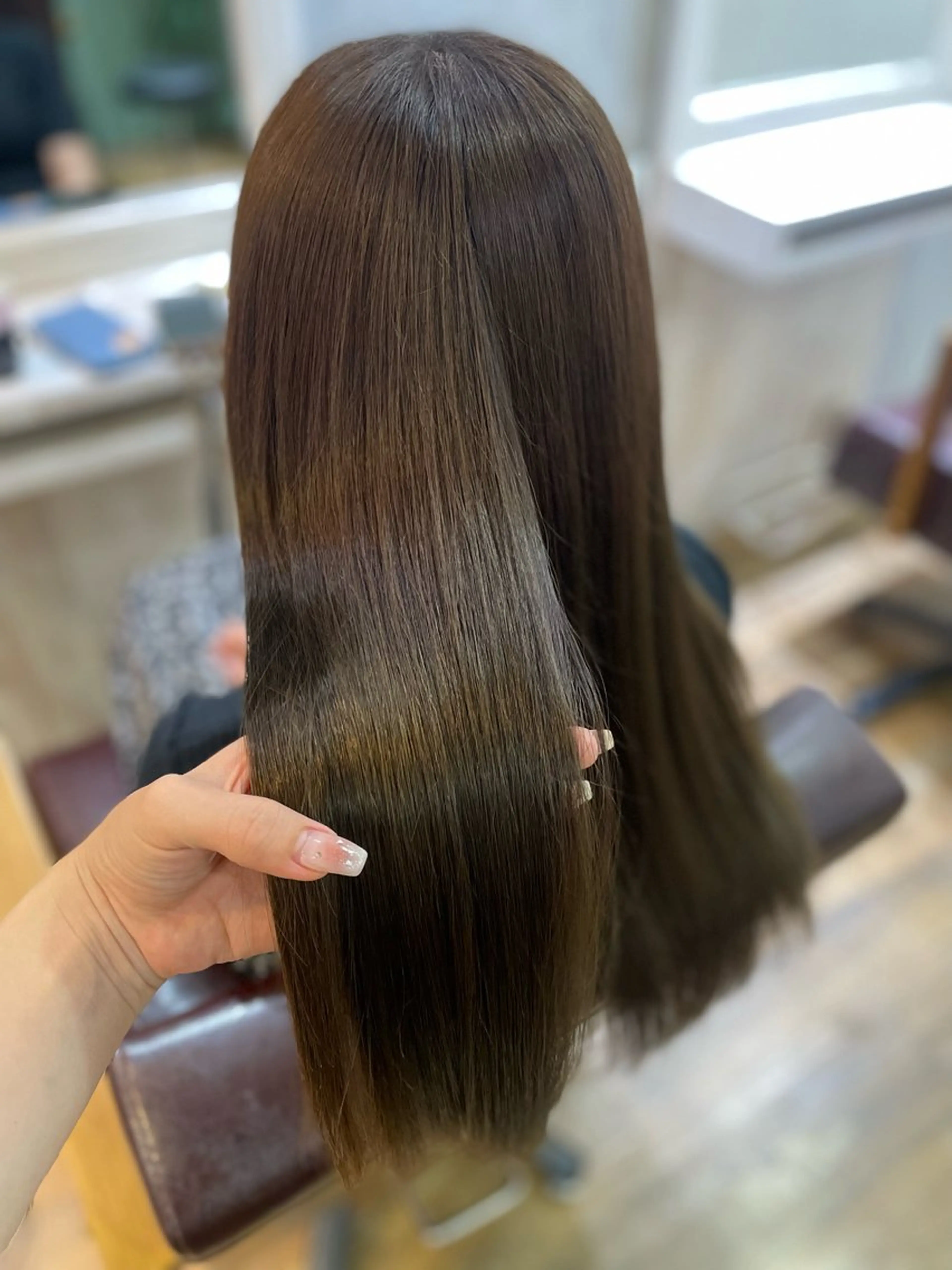 ロング カット 縮毛矯正 トリートメント 透明感カラー🪄 髪質改善♡田中みづきのヘアスタイル