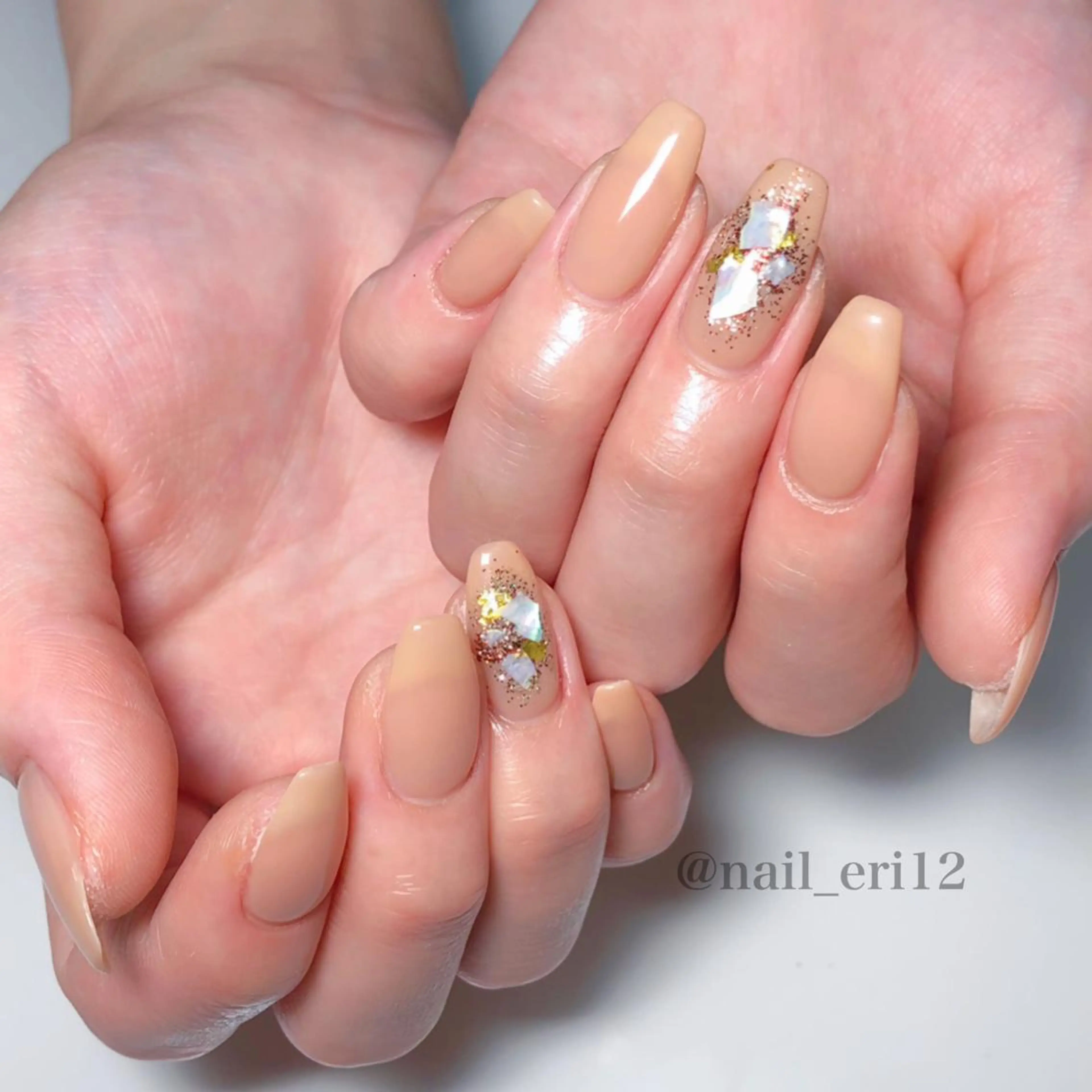 ミディアム ネイル アートネイル ラメ(グリッター) nail salon &e eriのネイルデザイン