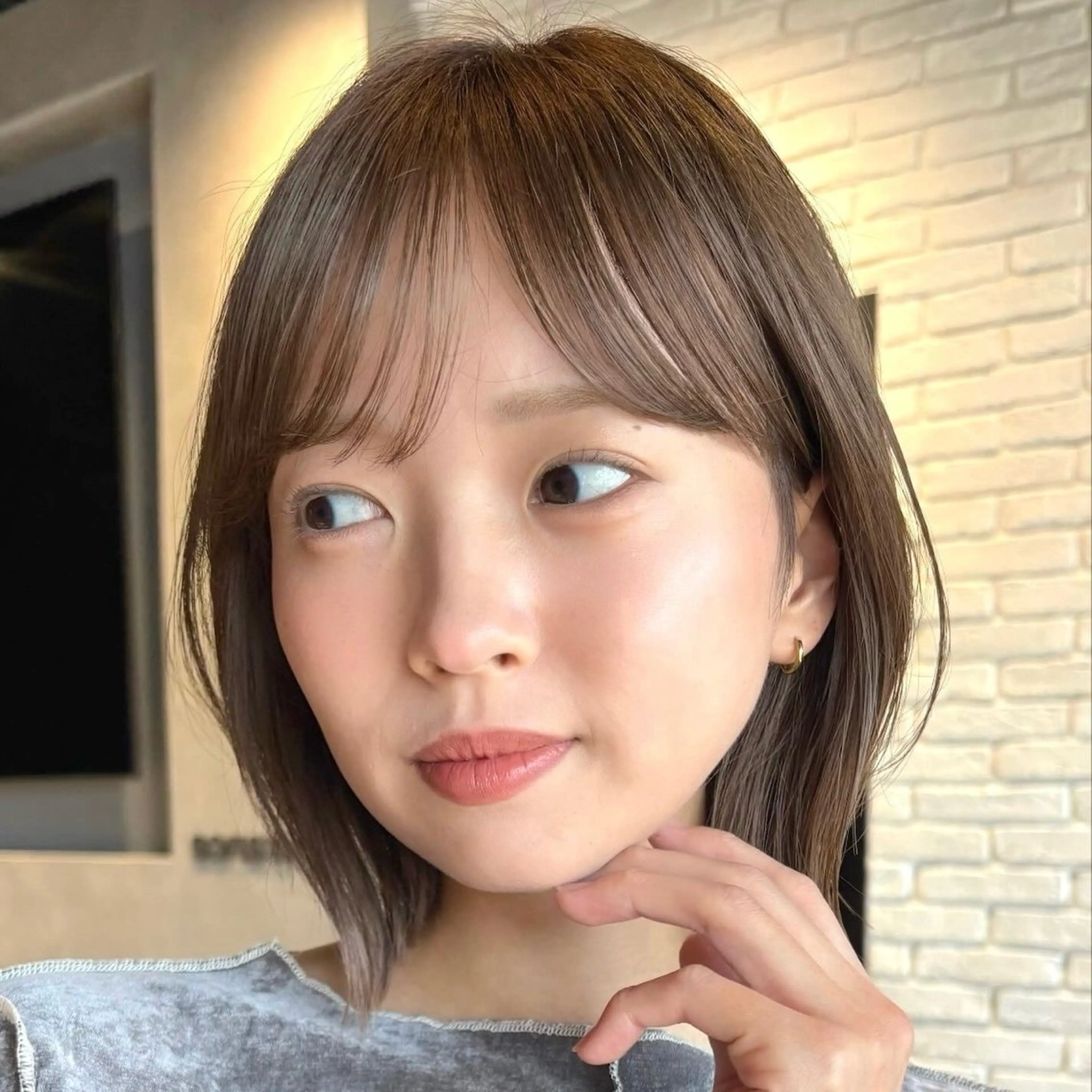 ショート カラー ベージュカラー ヘーゼル ボブ くびれヘア カット ヘアカラー トリートメント 顔まわり🥨レイヤー /透明感/まいなのヘアスタイル