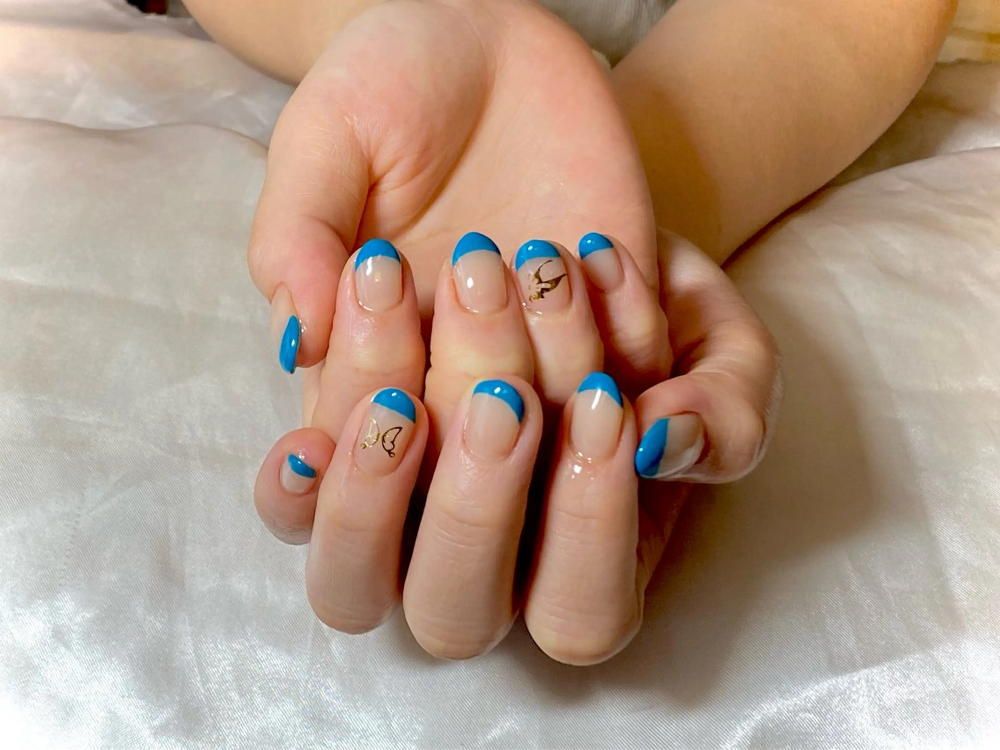 キッズ ネイル ブルー フレンチネイル 韓国ネイル ハンドネイル おうちネイルサロン RINAのその他イメージ
