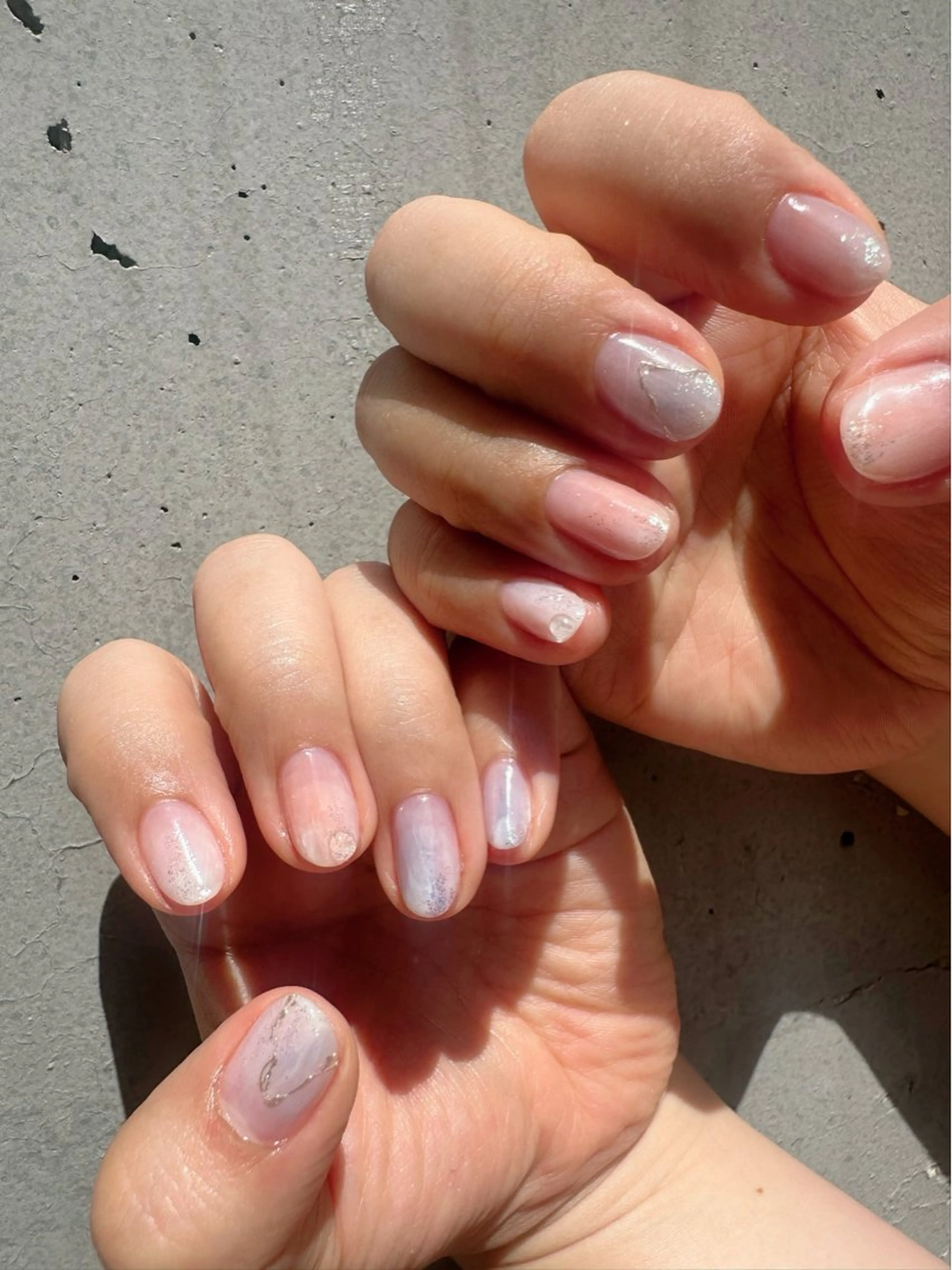 ネイル オーロラネイル クリアネイル 氷ネイル・うるうるネイル 韓国ネイル ニュアンスネイル 🪞KAPE NAIL 🪞のネイルデザイン