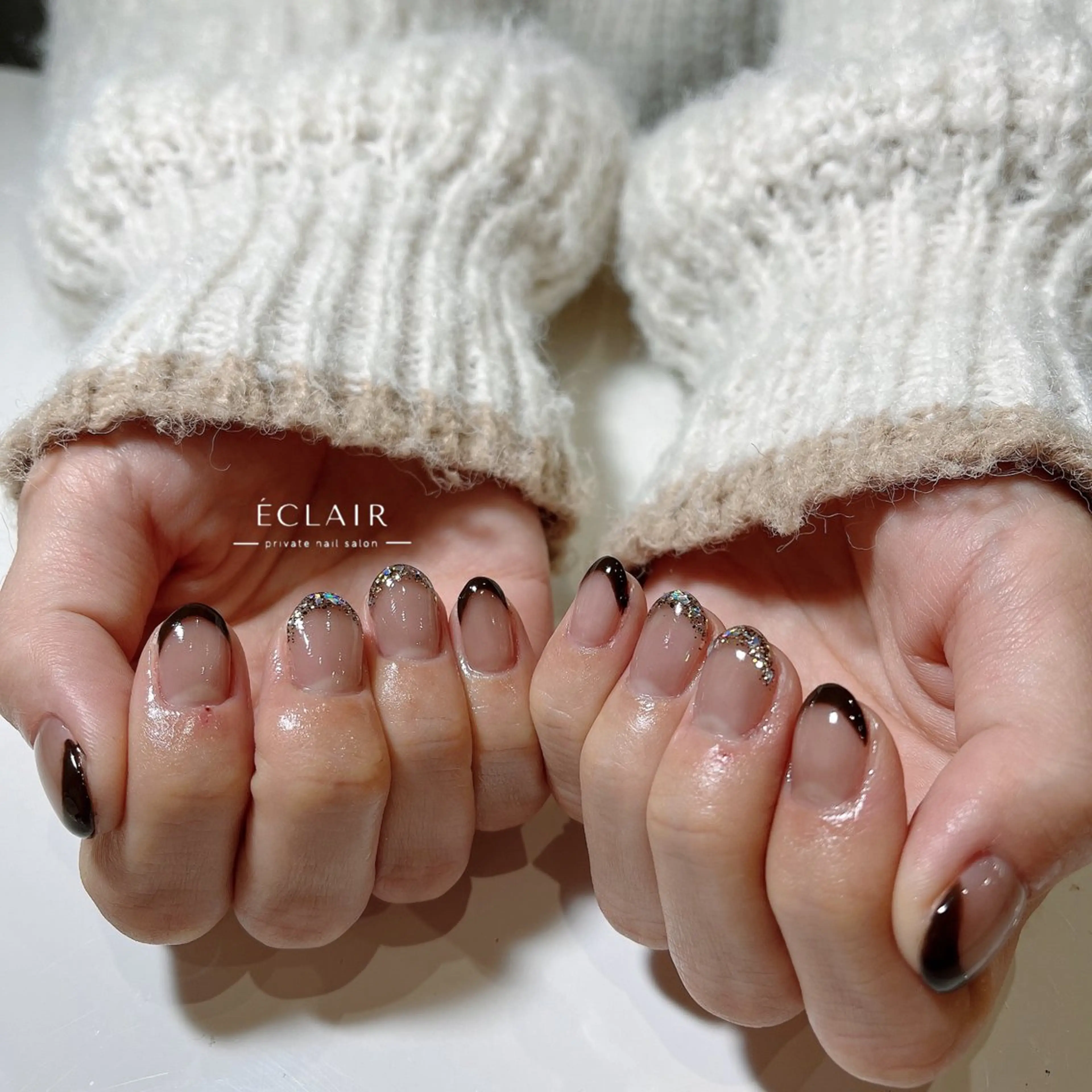 ネイル フレンチネイル ミラーネイル ニュアンスネイル シンプルネイル - Éclair - hitomiのネイルデザイン