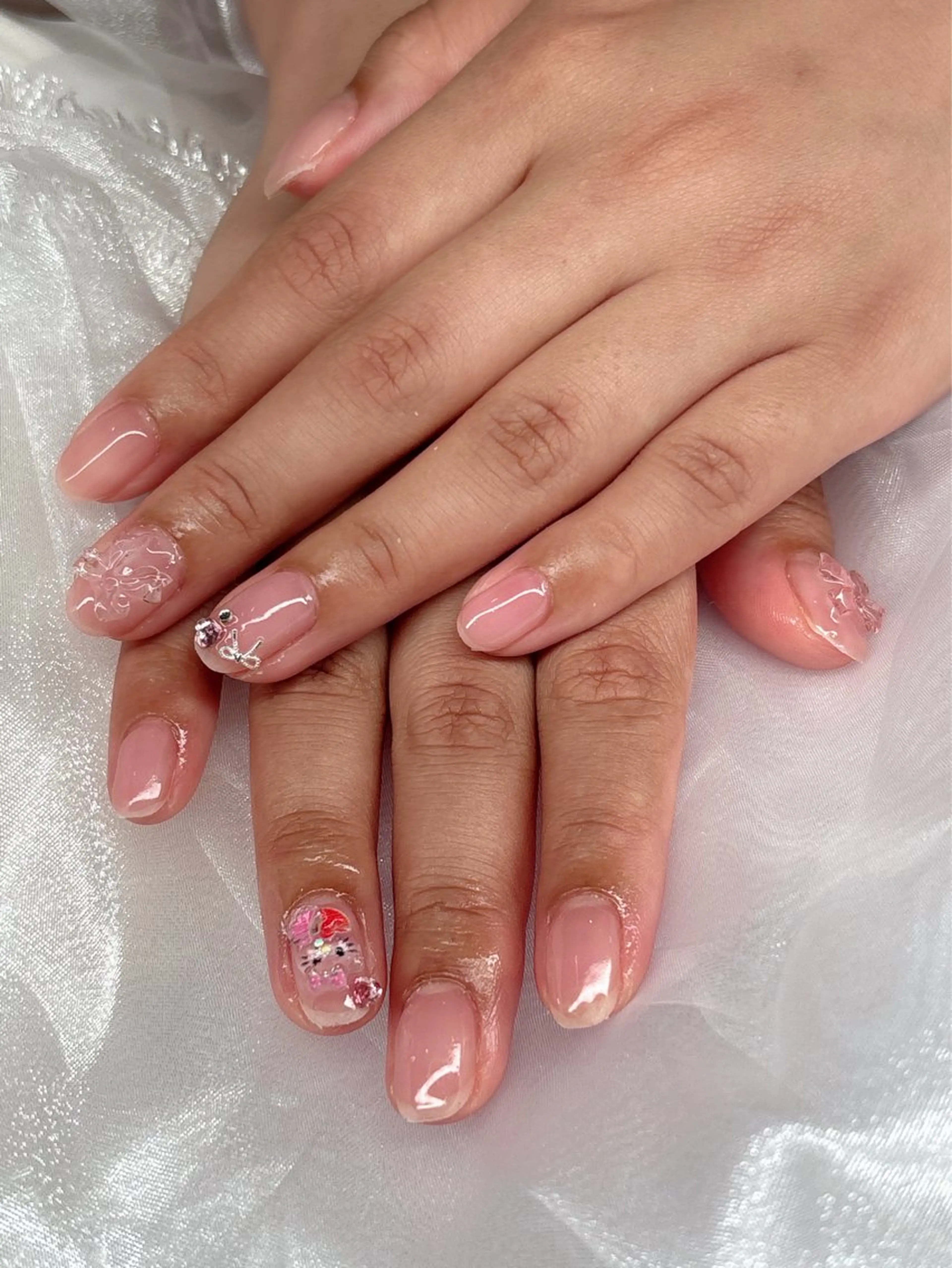 ネイル ショートネイル 鶴橋♡̴⟡.˚ネイル kpop.ワンホンのネイルデザイン