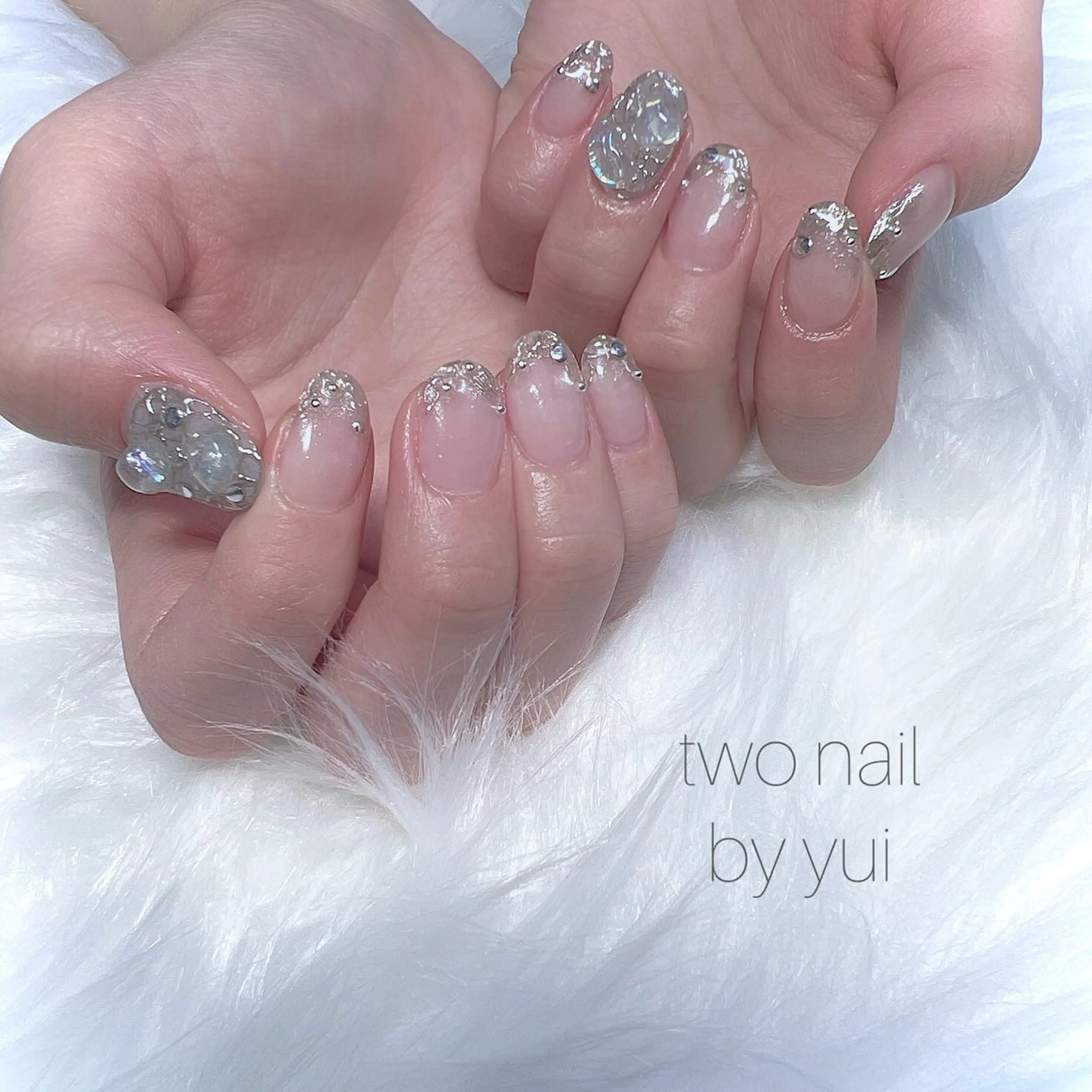 ネイル アートネイル ネイルチップ ホワイト ハンドネイル two nailのネイルデザイン