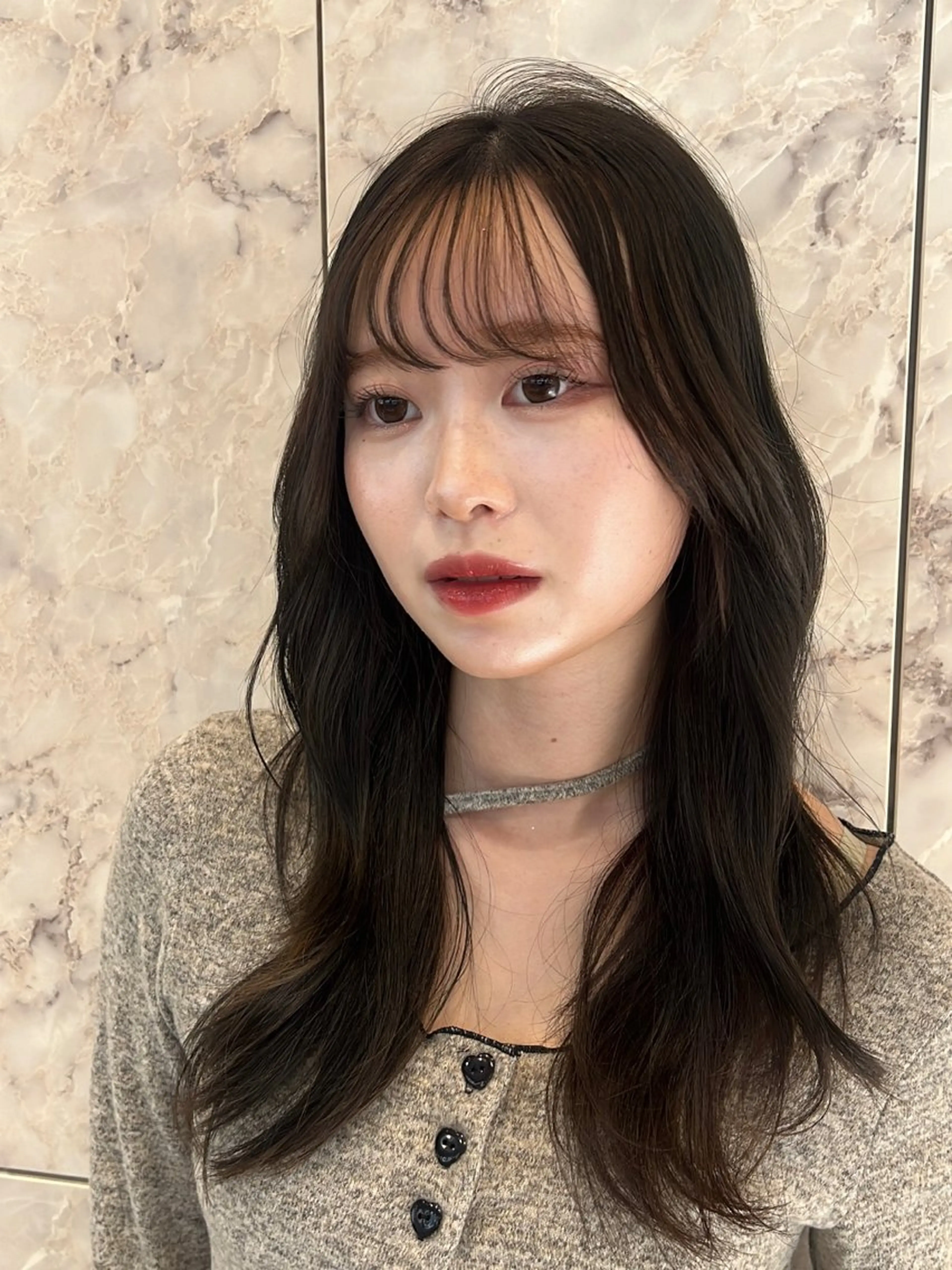 セミロング くびれヘア 顔周りカット 韓国風ヘア 🎀しゅな/韓国 レイヤー/透明感♡のヘアスタイル