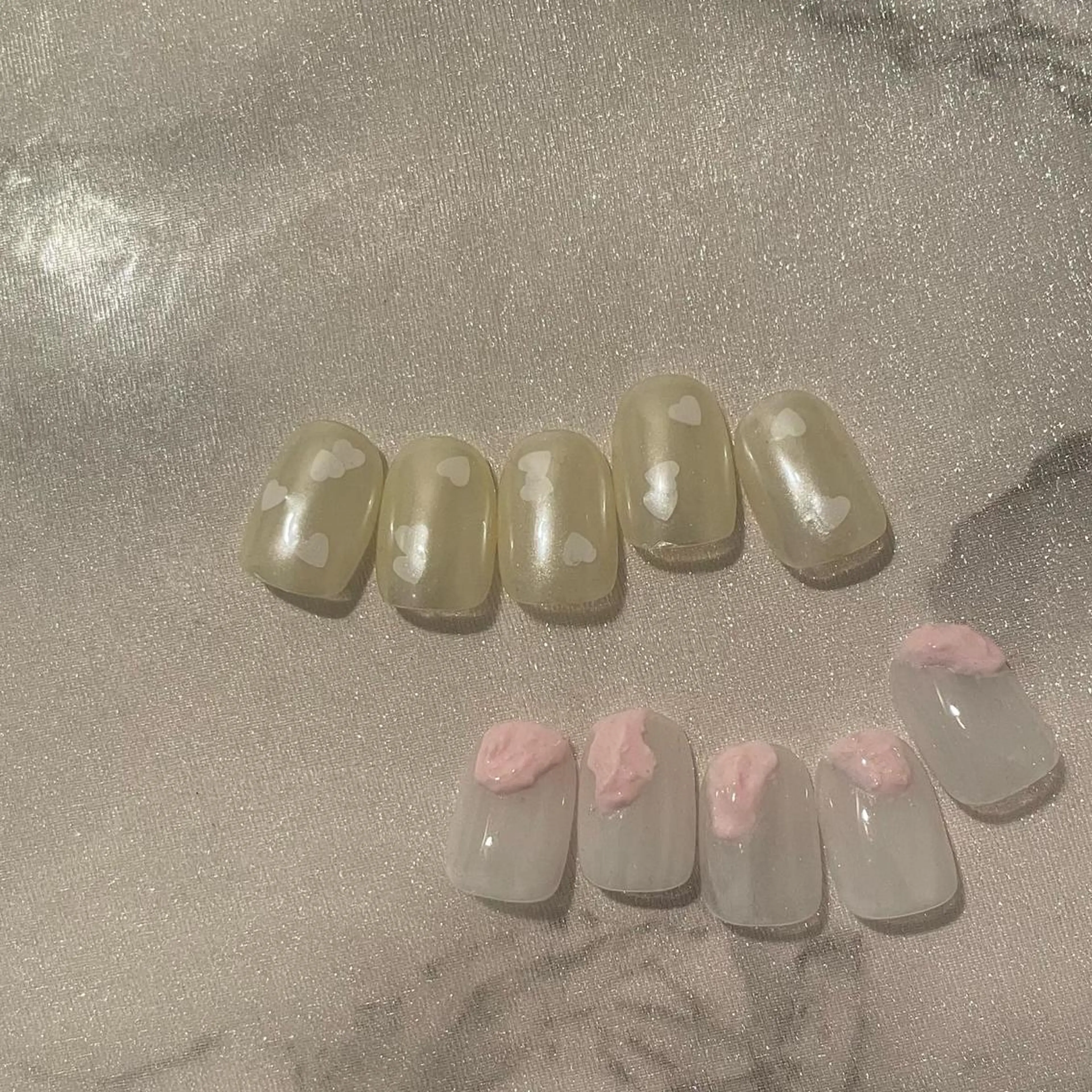 ネイル フレンチネイル ガーリー ハート 氷ネイル・うるうるネイル ぷっくりネイル ハンドネイル ハンドケア lyly.nail所属・lylynail YUUKAのネイルデザイン