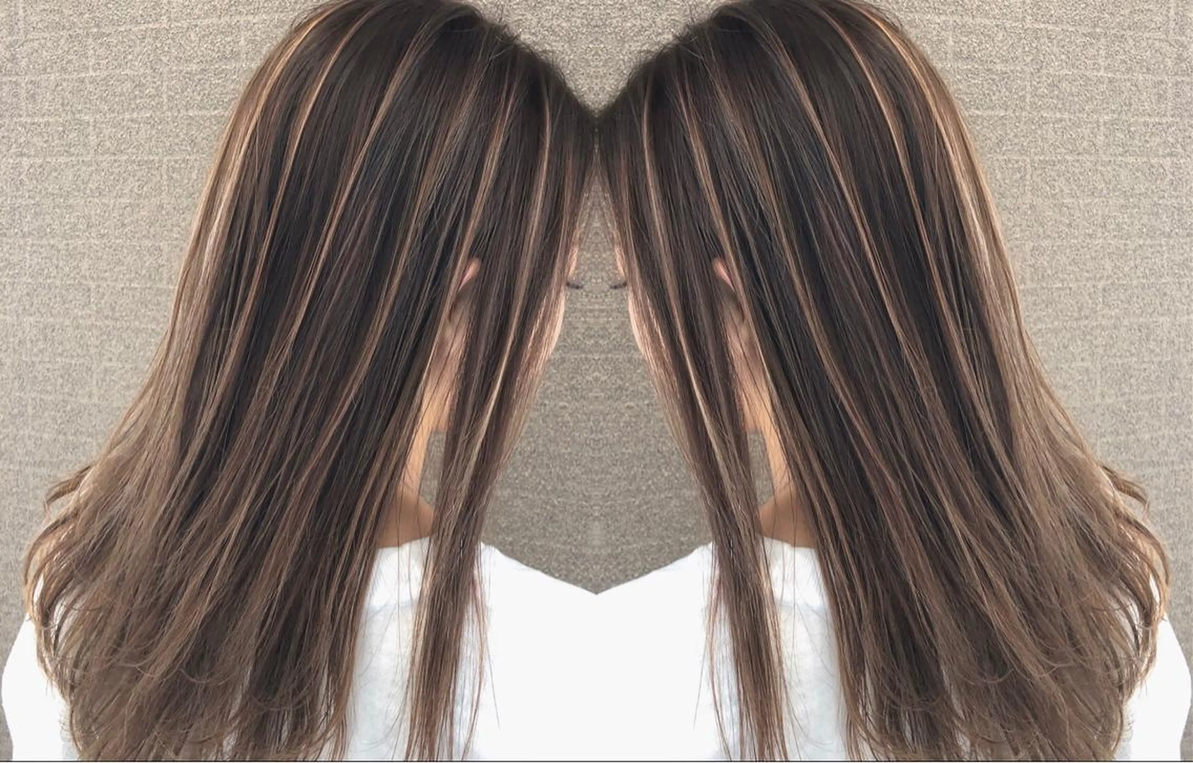 セミロング カラー ヘアアレンジ シールエクステ バレイヤージュ デザインカラー ハイライトカラー エクステ アンドウ ユウ/ レイヤーカット/韓国のヘアスタイル