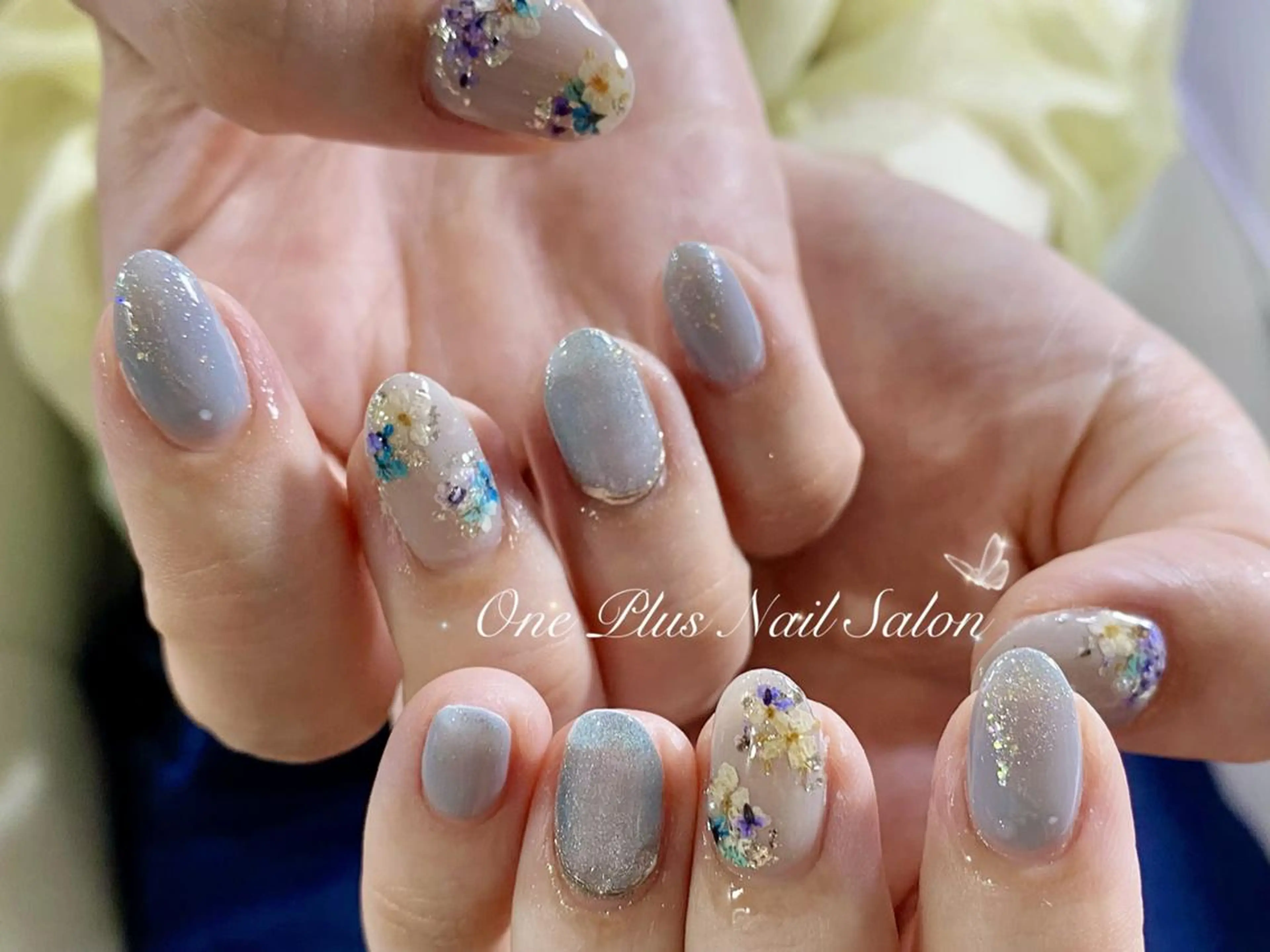 ネイル オーロラネイル 長さ出し フットネイル フレンチネイル ジェルネイル One Plus Nail Salonのネイルデザイン