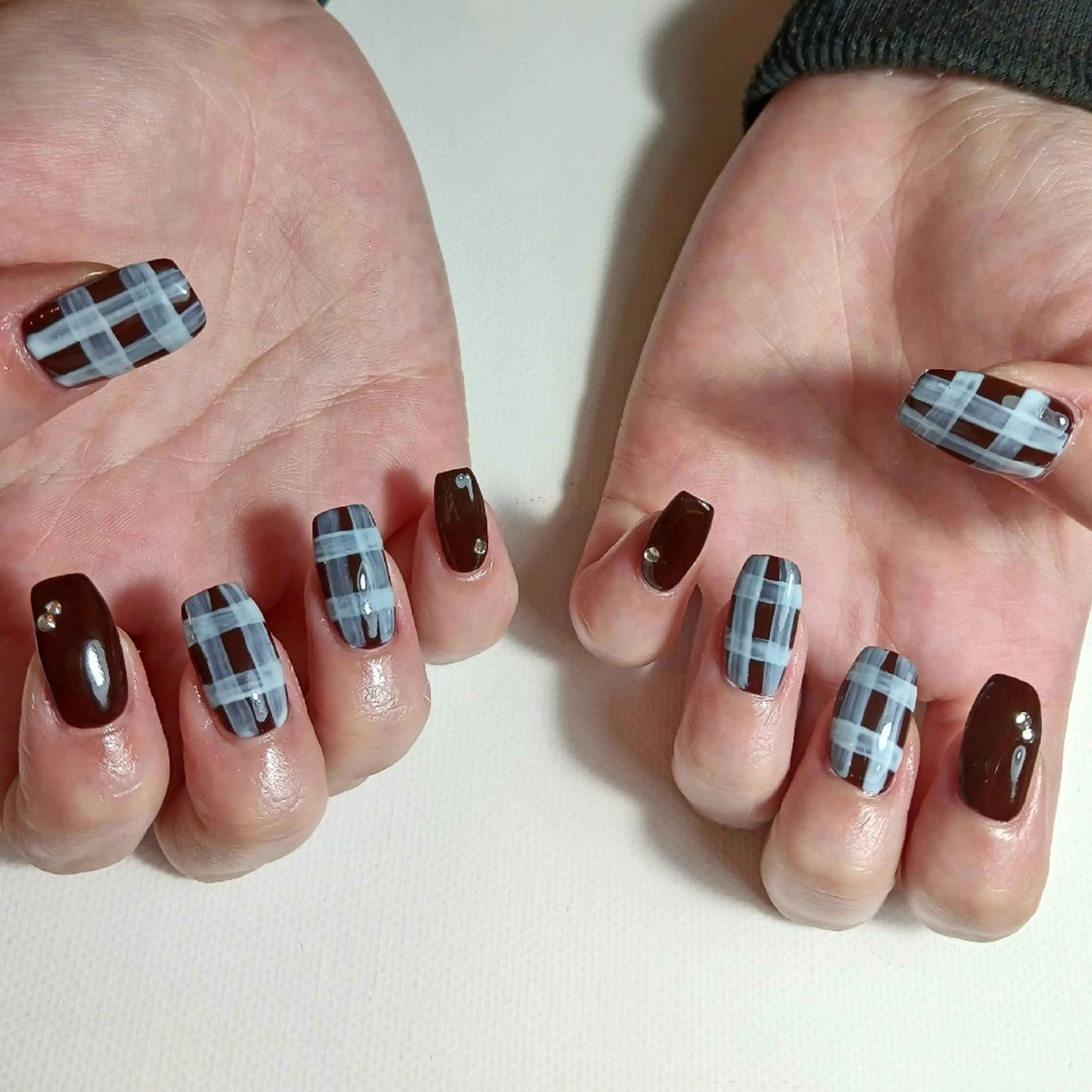 ネイル ボルドー ブラウン ジェルネイル 持ち込み 冬ネイル ハンドネイル owlnail /持込みデザイン専門のネイルデザイン