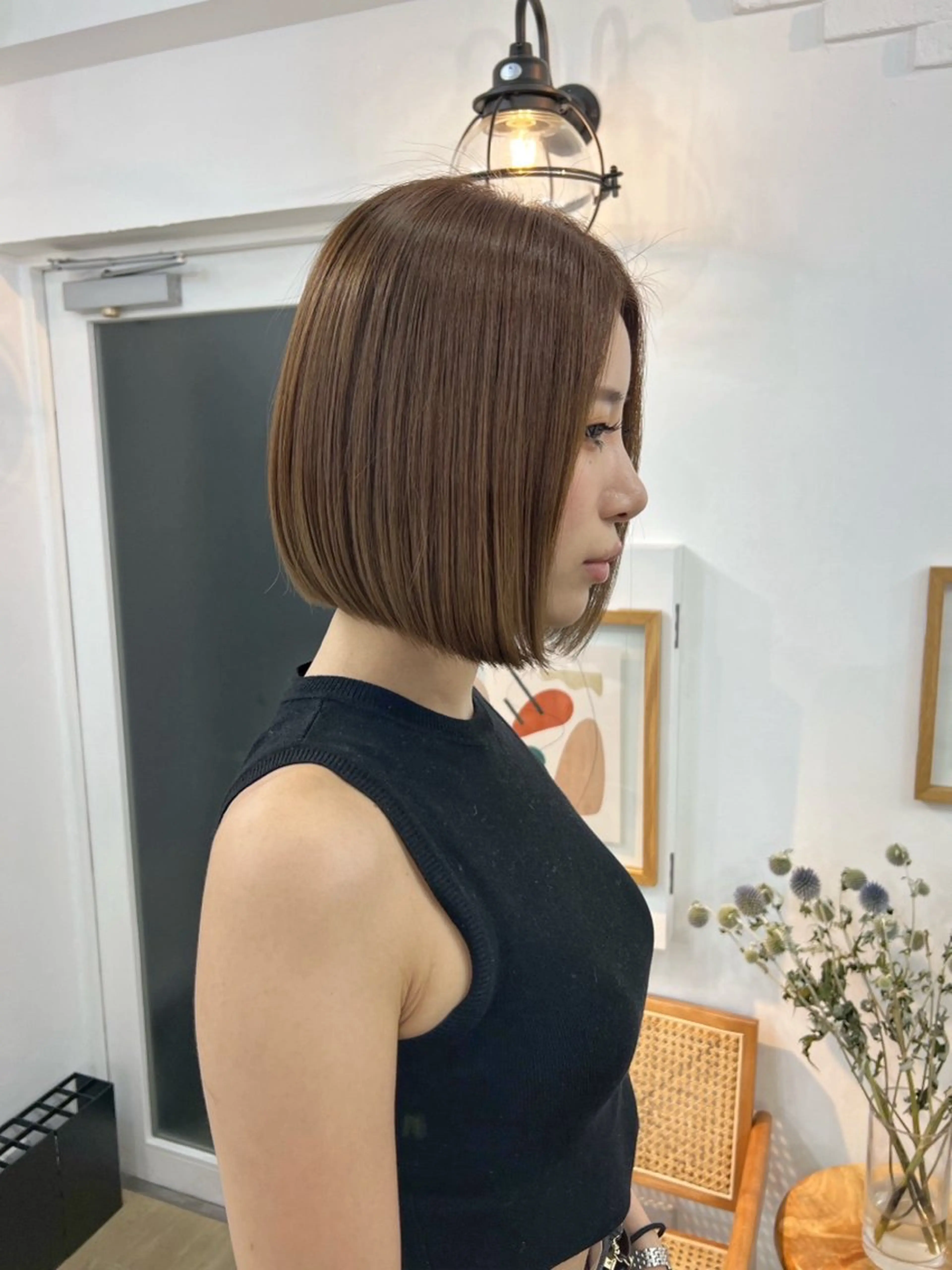 ショート カラー ベージュカラー オリーブベージュ ボブ ✨髪質改善✨原宿 えのもと　はなのヘアスタイル