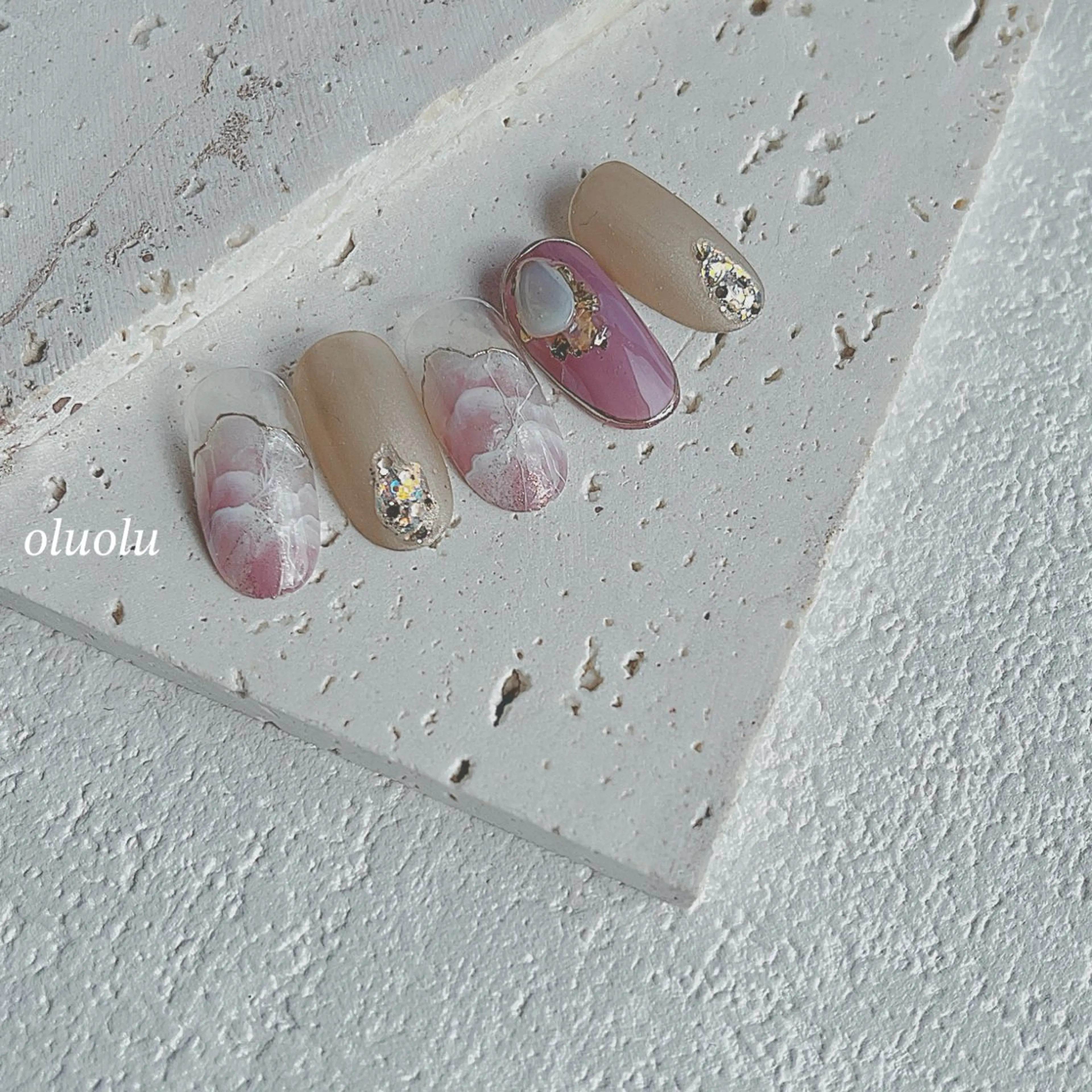 ネイル アートネイル フットネイル 大理石ネイル(マーブル) ニュアンスネイル ハンドネイル 大村 紬華のネイルデザイン