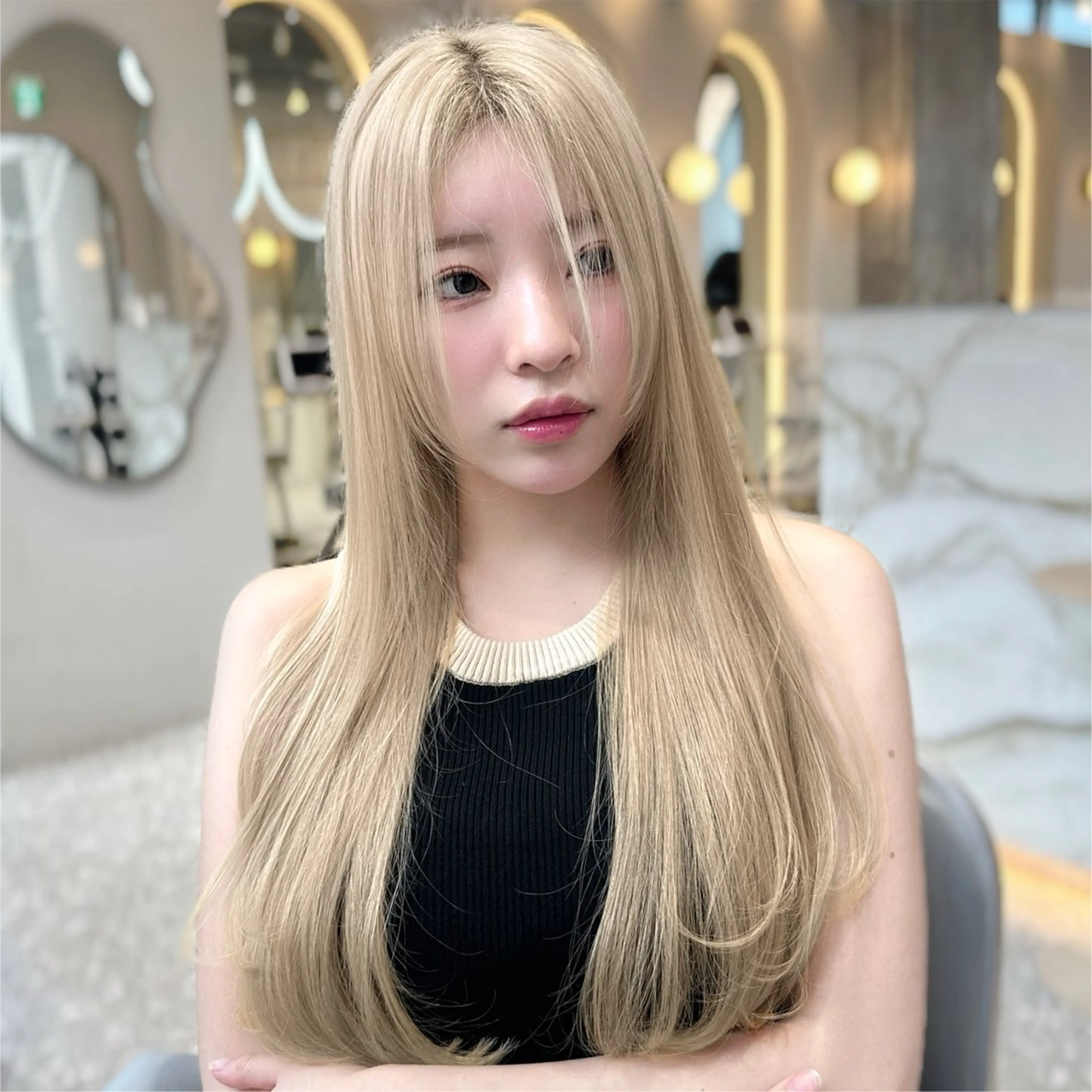 セミロング カラー カット ヘアカラー トリートメント 新宿/韓国風レイヤー 髪質改善/渋谷直樹のヘアスタイル