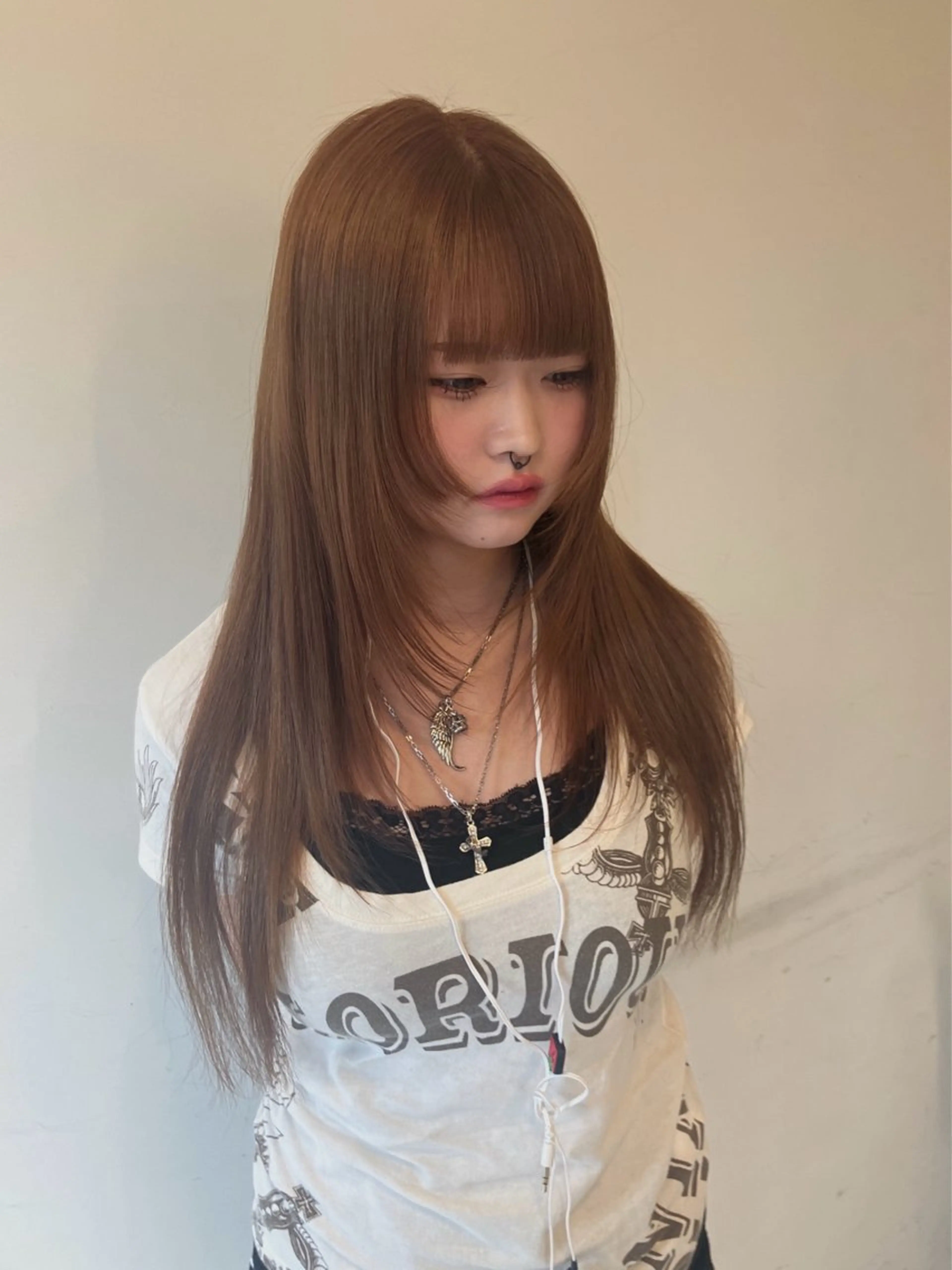 ロング カラー ブリーチ ブラウンカラー ヘアカラー トリートメント Hanaka🐈‍⬛ 海外×ニュアンスのヘアスタイル