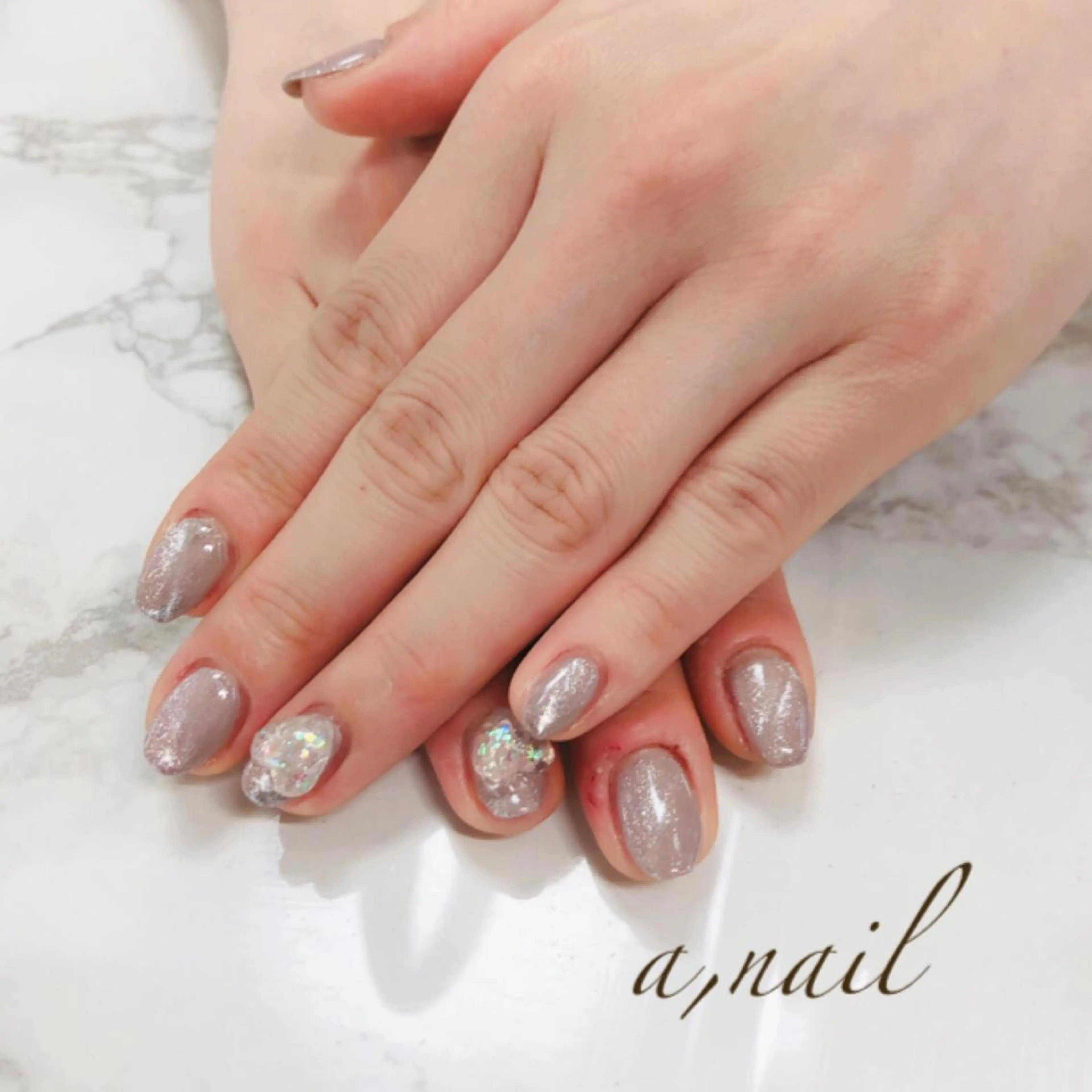 ネイル フットネイル ハート ラメ(グリッター) マグネットネイル ニュアンスネイル ハンドネイル ネイルサロン エーネイルのネイルデザイン