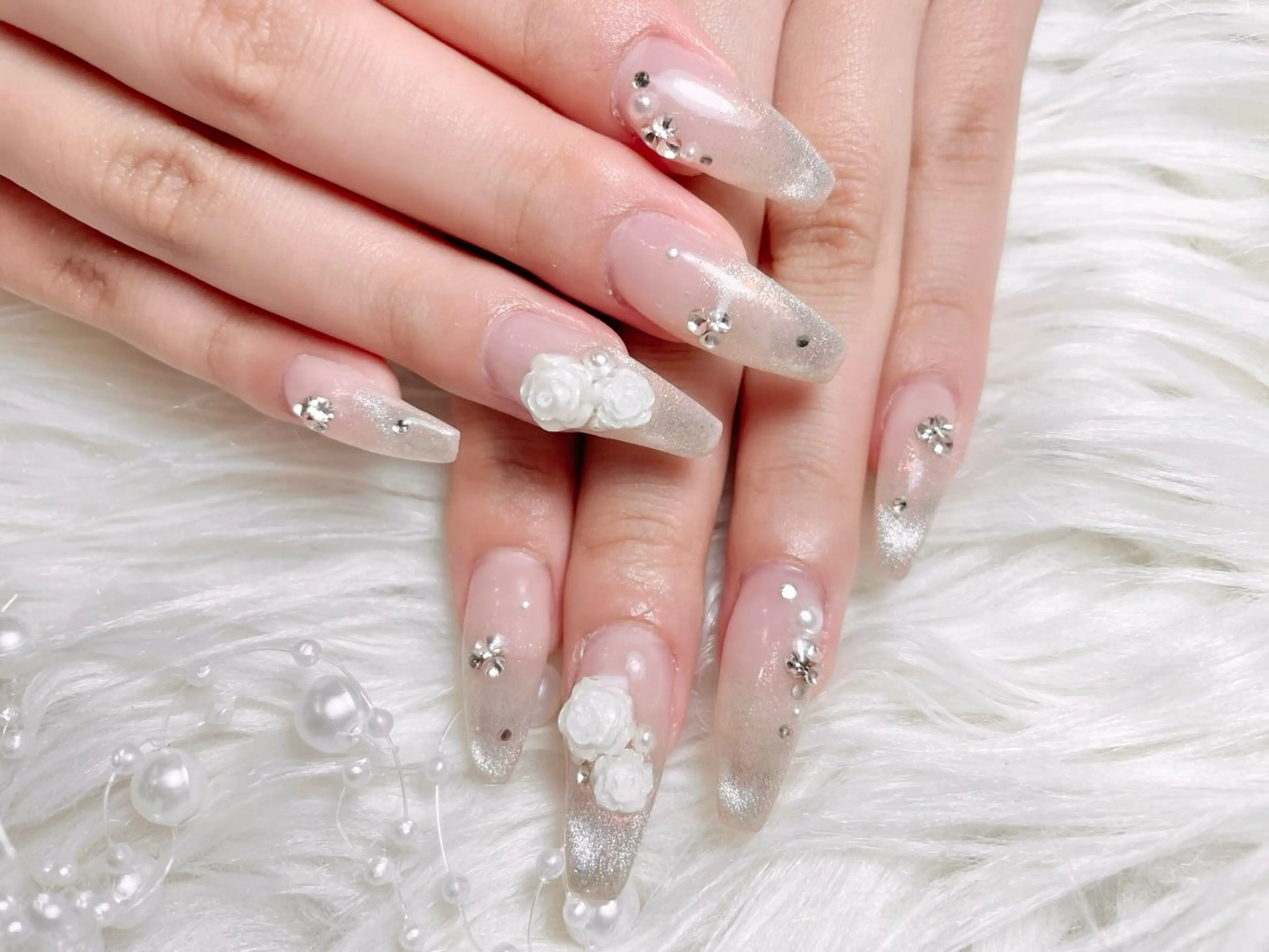 ネイル 韓国ネイル ロングネイル ワンホンネイル ハンドネイル ゆりか ジョアアンジェ福島のネイルデザイン