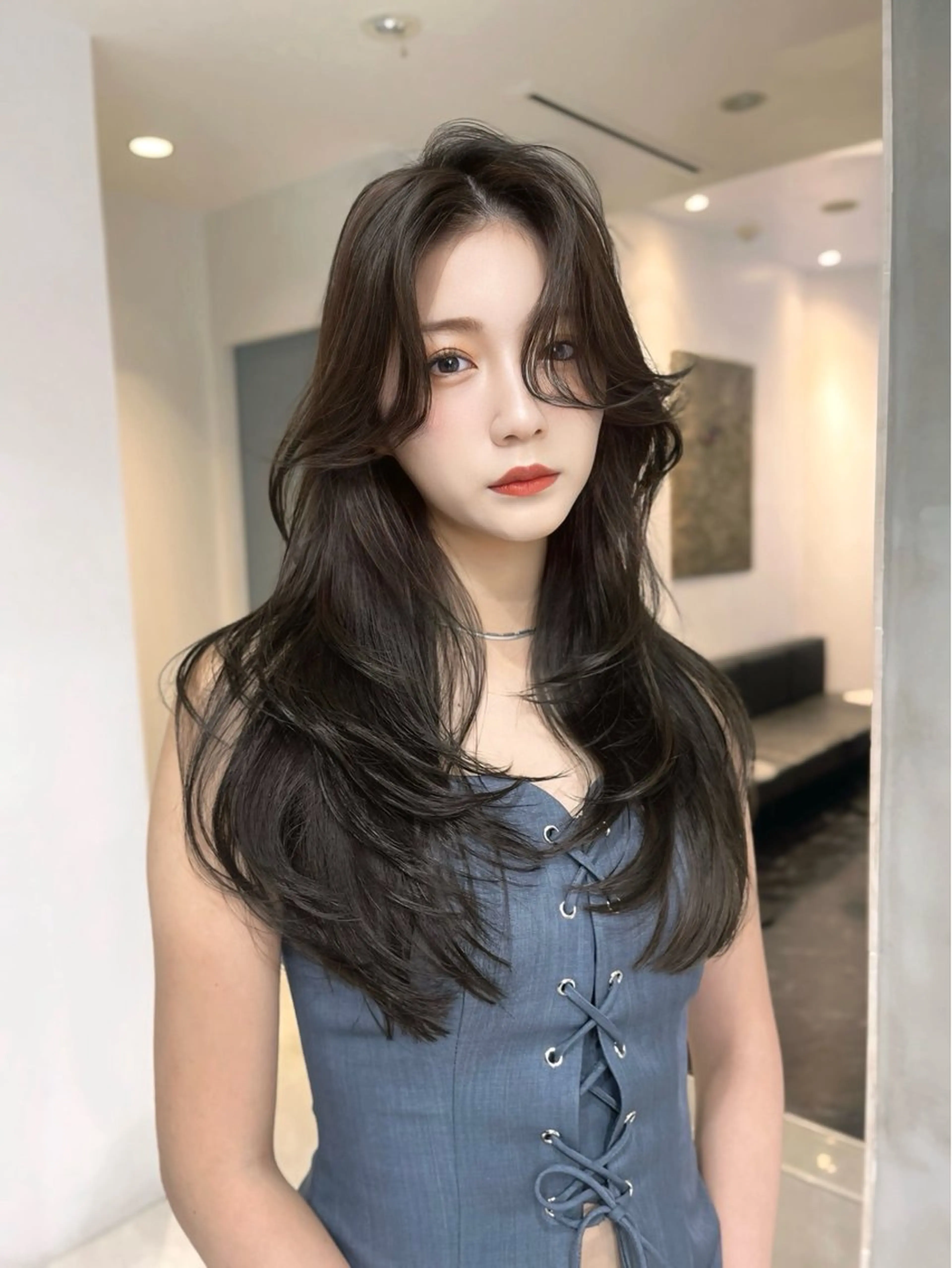 ロング カット ヘアカラー トリートメント 海野翔吾🇨🇳 ワンホンレイヤーのヘアスタイル