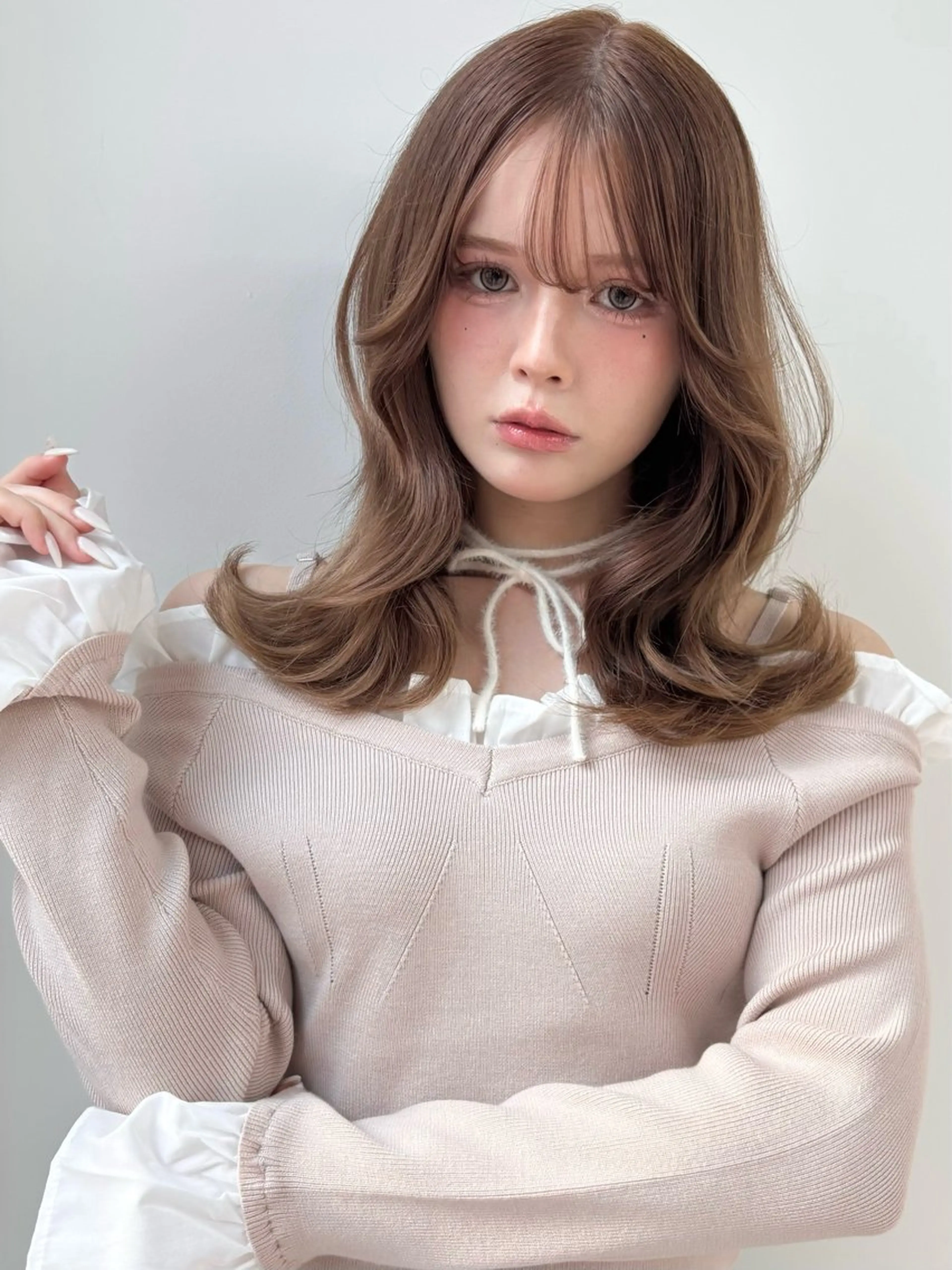 ミディアム カラー ブラウンカラー イルミナカラー ミルクティーブラウン トリートメント ヘアカラー トリートメント 盛れる顔周り🤍渋谷 Risa🎀のヘアスタイル