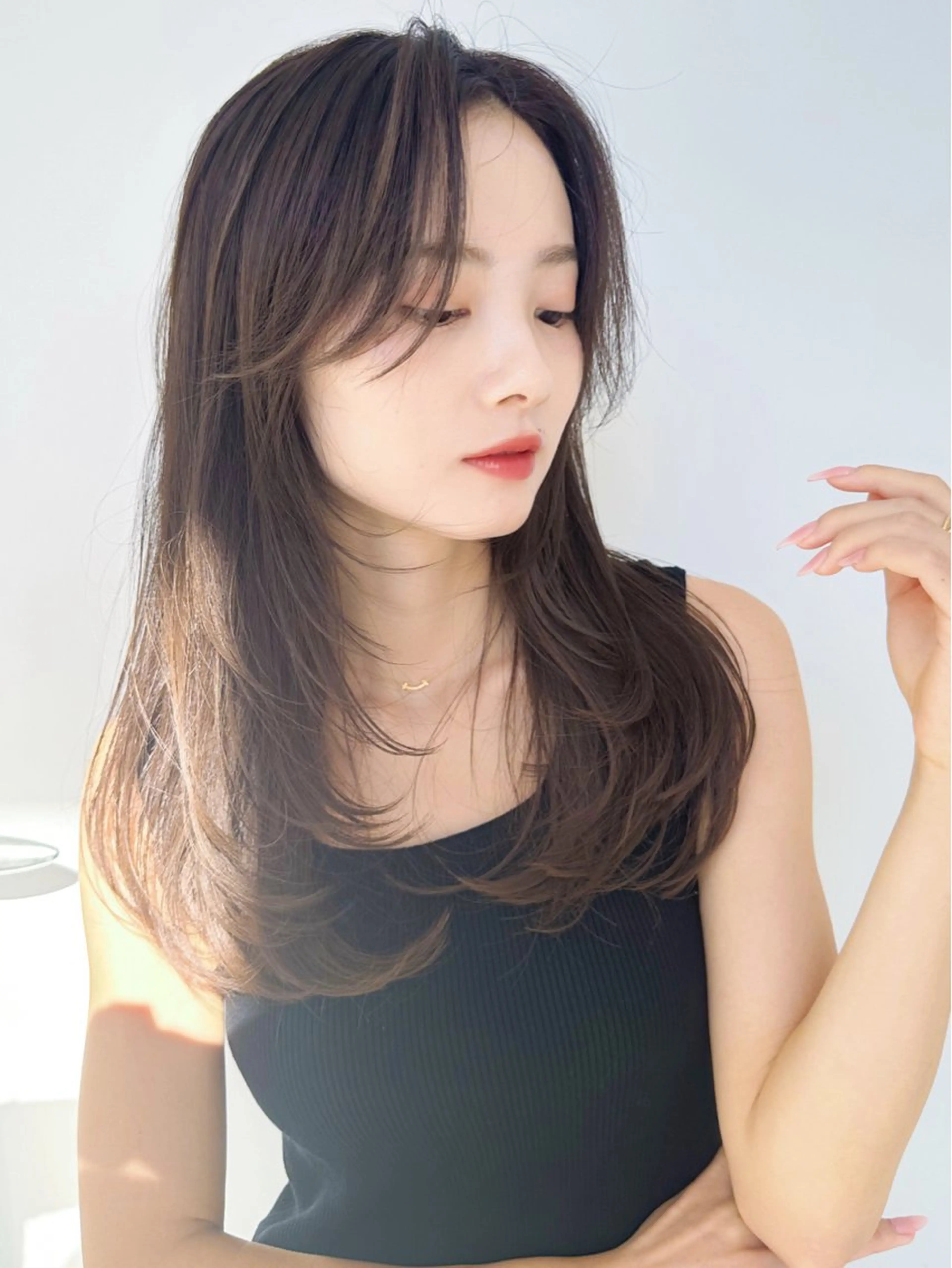 セミロング 髪質改善 韓国風ヘア レイヤーカット カット トリートメント 新宿/韓国風レイヤー 髪質改善/渋谷直樹のヘアスタイル