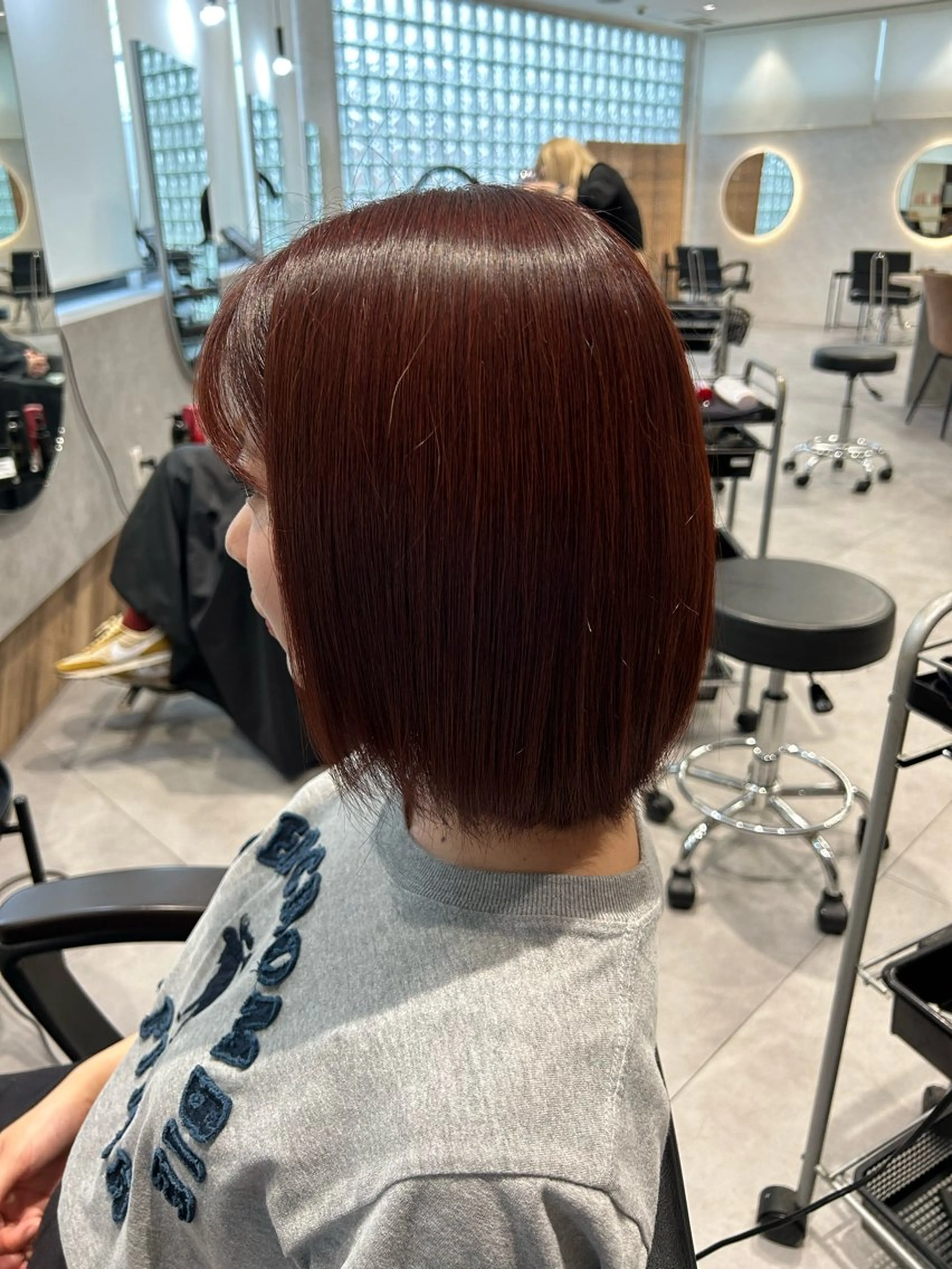 ミディアム オレンジブラウン 柴田樹/大人可愛い 艶髪カラー/髪質改善のヘアスタイル