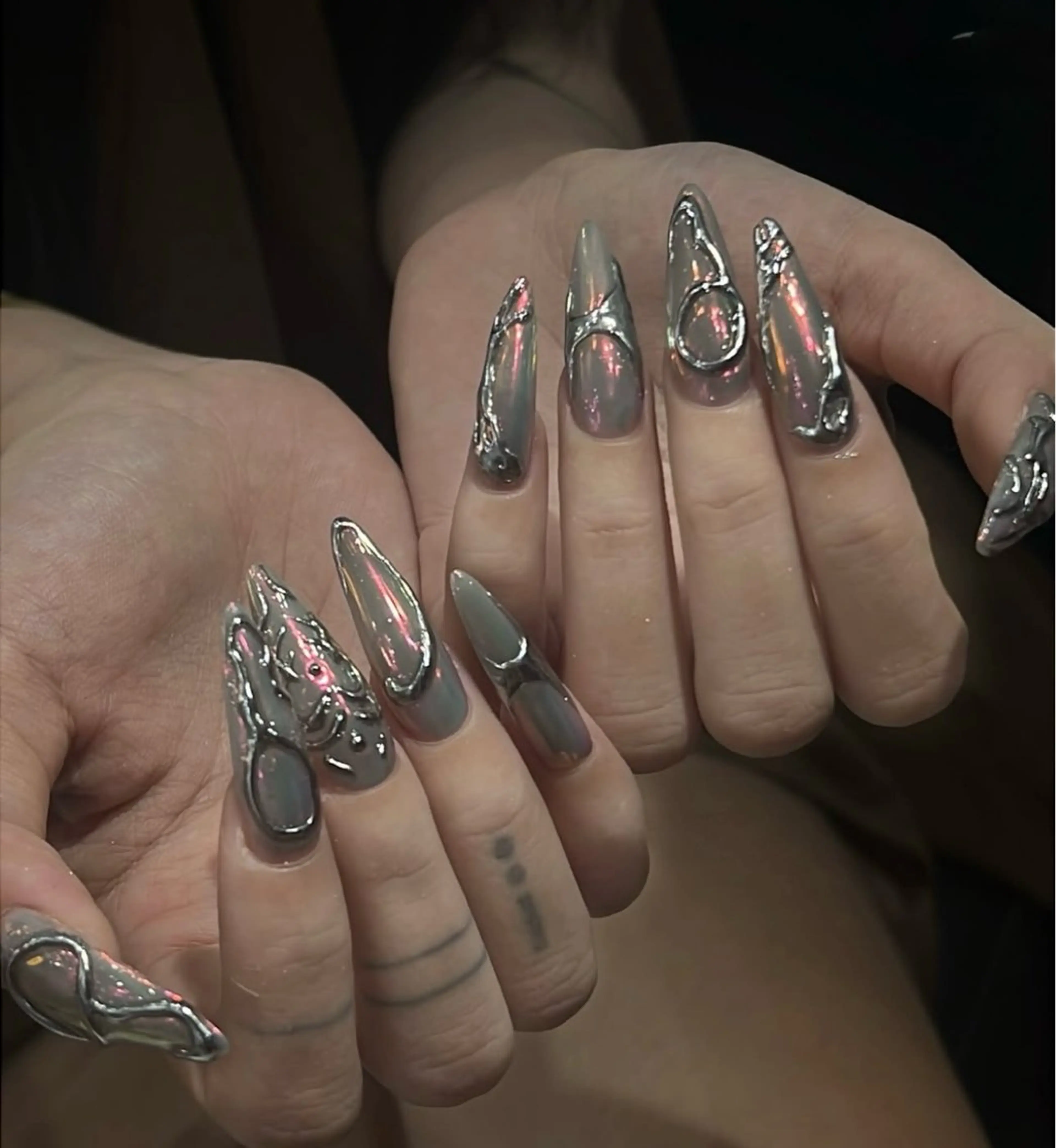 ネイル アートネイル オーロラネイル ブルー チークネイル フットネイル ハンドネイル NAILS168 新大久保店のネイルデザイン