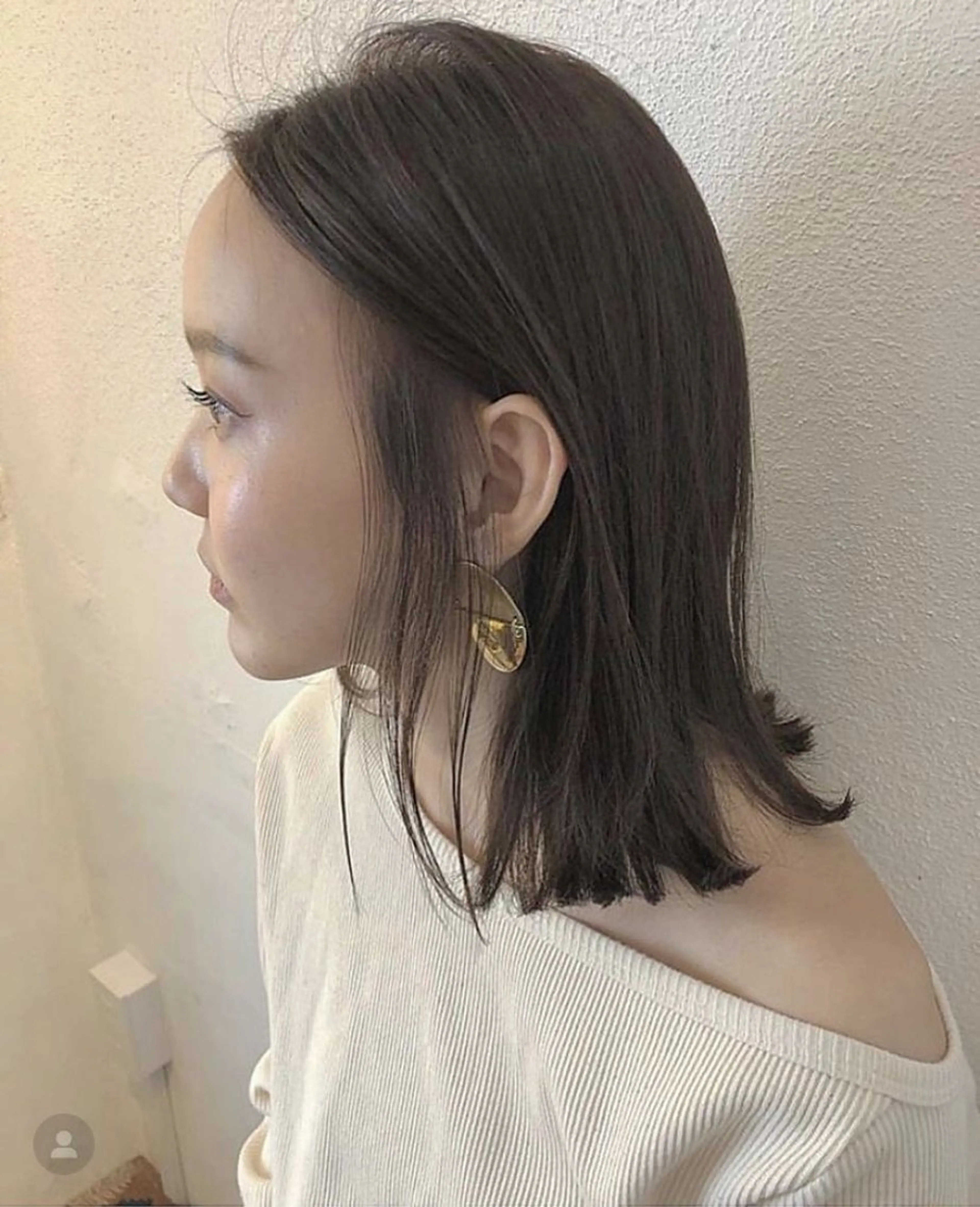 ミディアム 切りっぱなしロブ カット ヘアカラー 似合わせcut ◎ 倉橋実咲のヘアスタイル