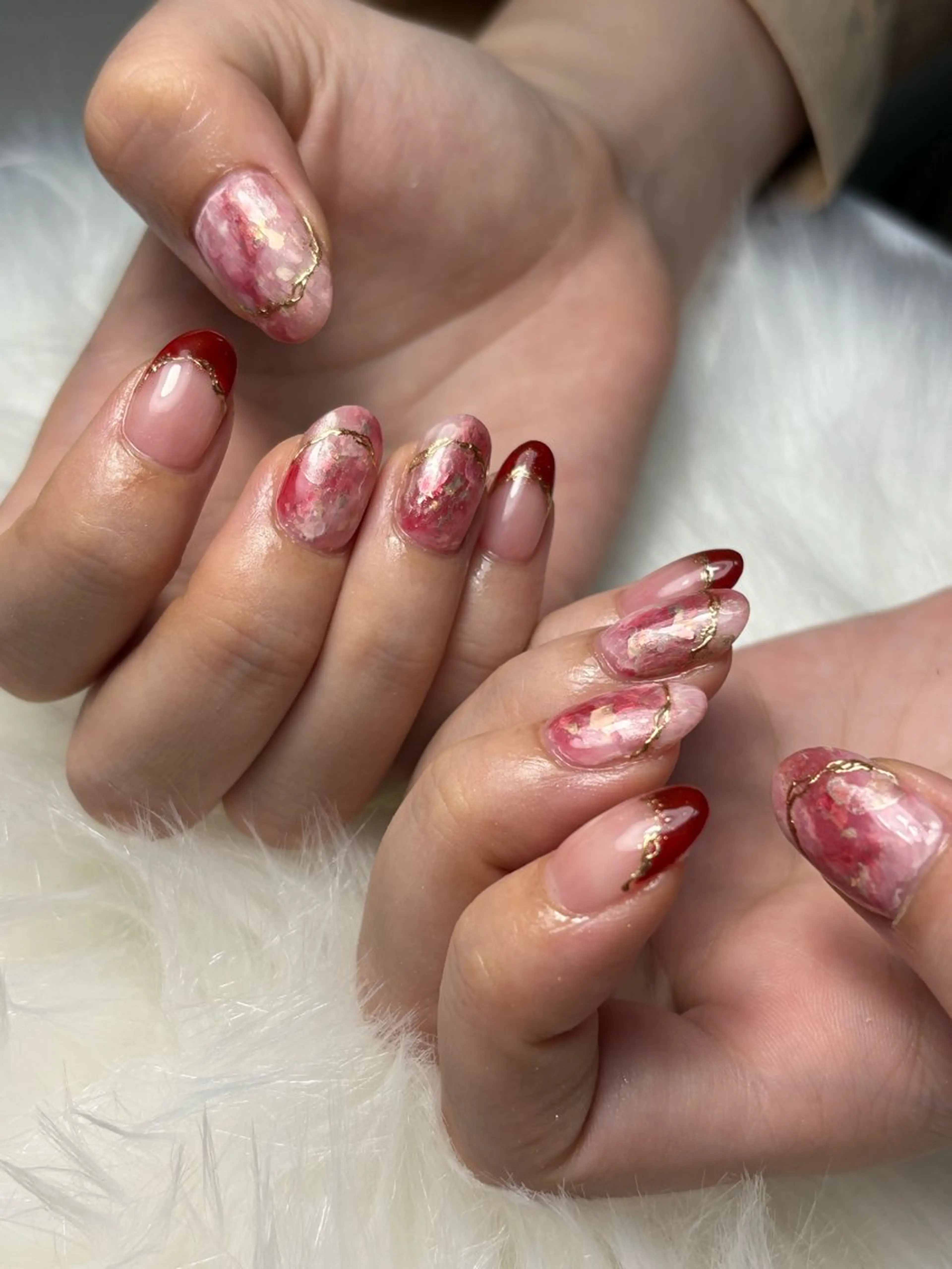 ネイル 赤色 🦋🤍 madoka🤍のネイルデザイン