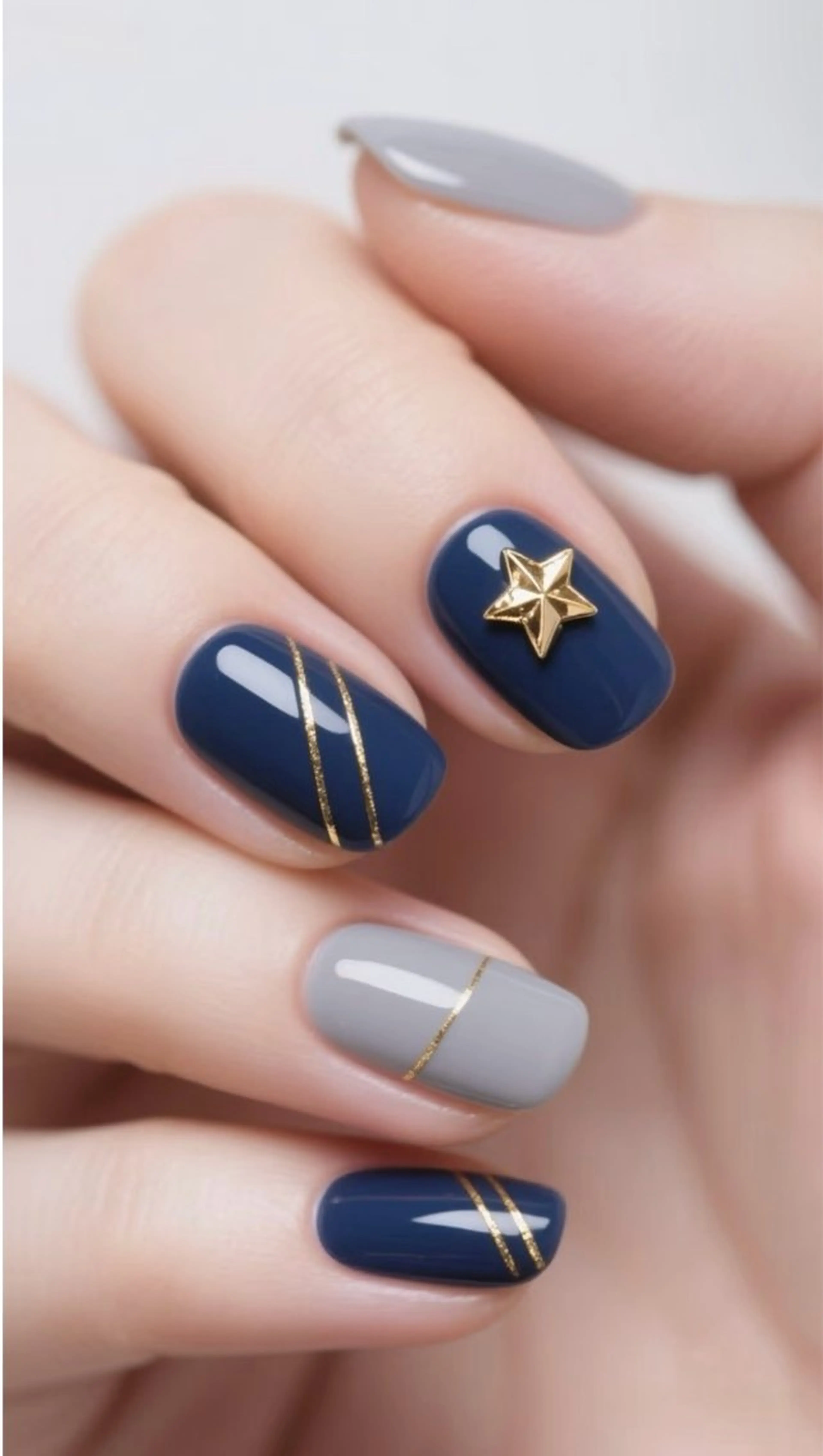 ネイル ハンドネイル H3 Nail Tsuki🦋💙のネイルデザイン