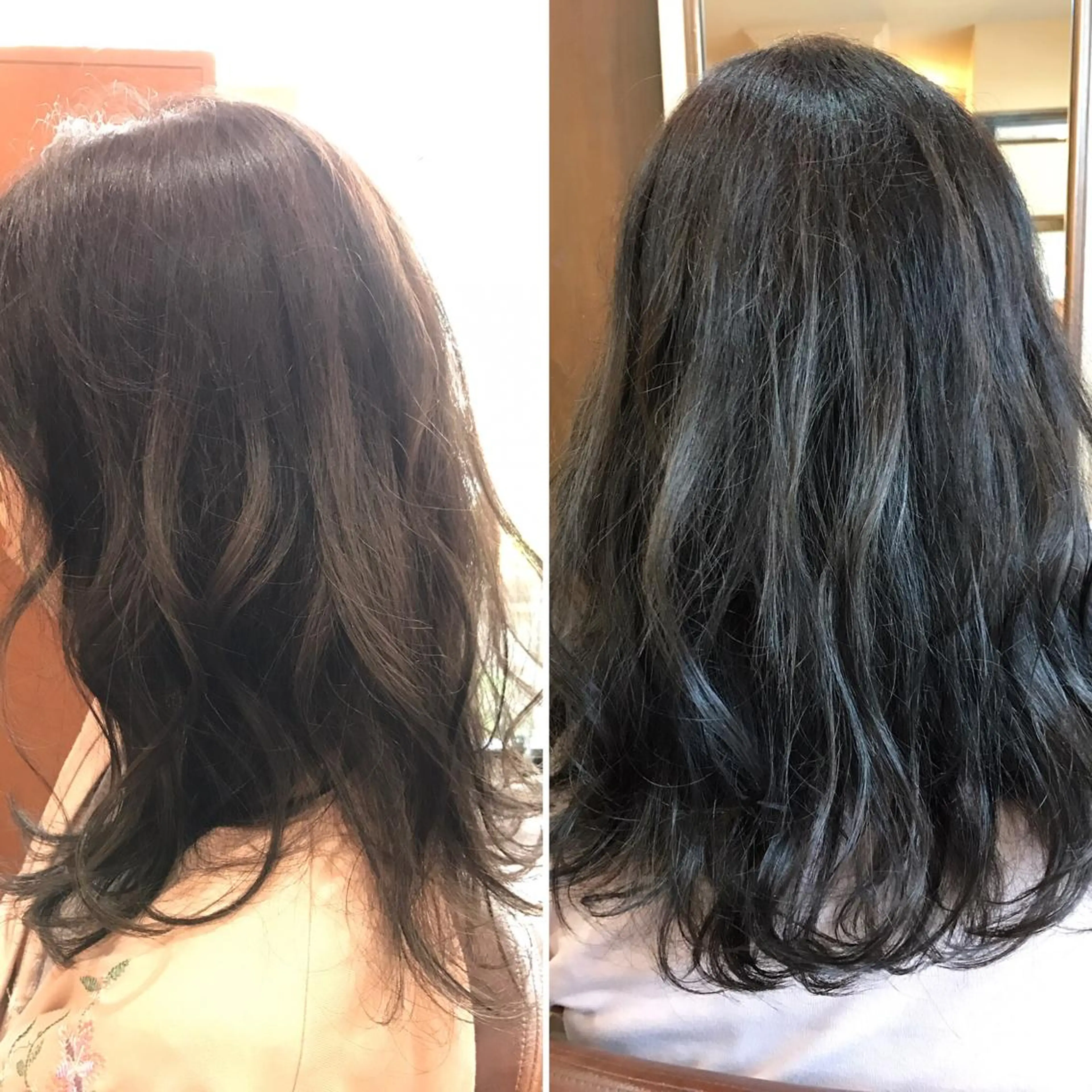 セミロング カラー アッシュ ダークアッシュ ハイライトカラー ハイライト レイヤーカット 仲矢 あゆ美のヘアスタイル