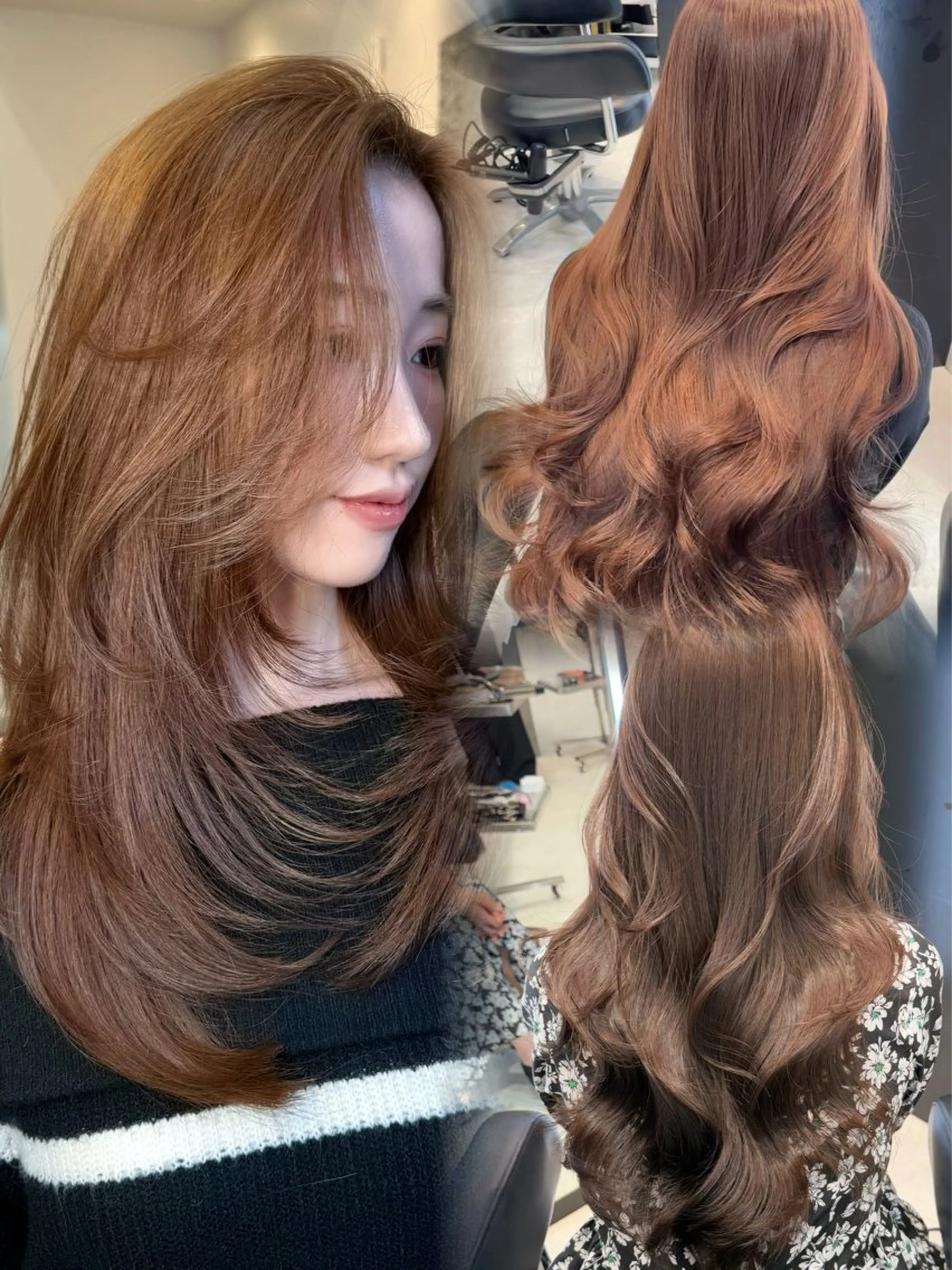 ロング カット ヘアカラー 韓国ヘア🇰🇷 YURIYAのヘアスタイル