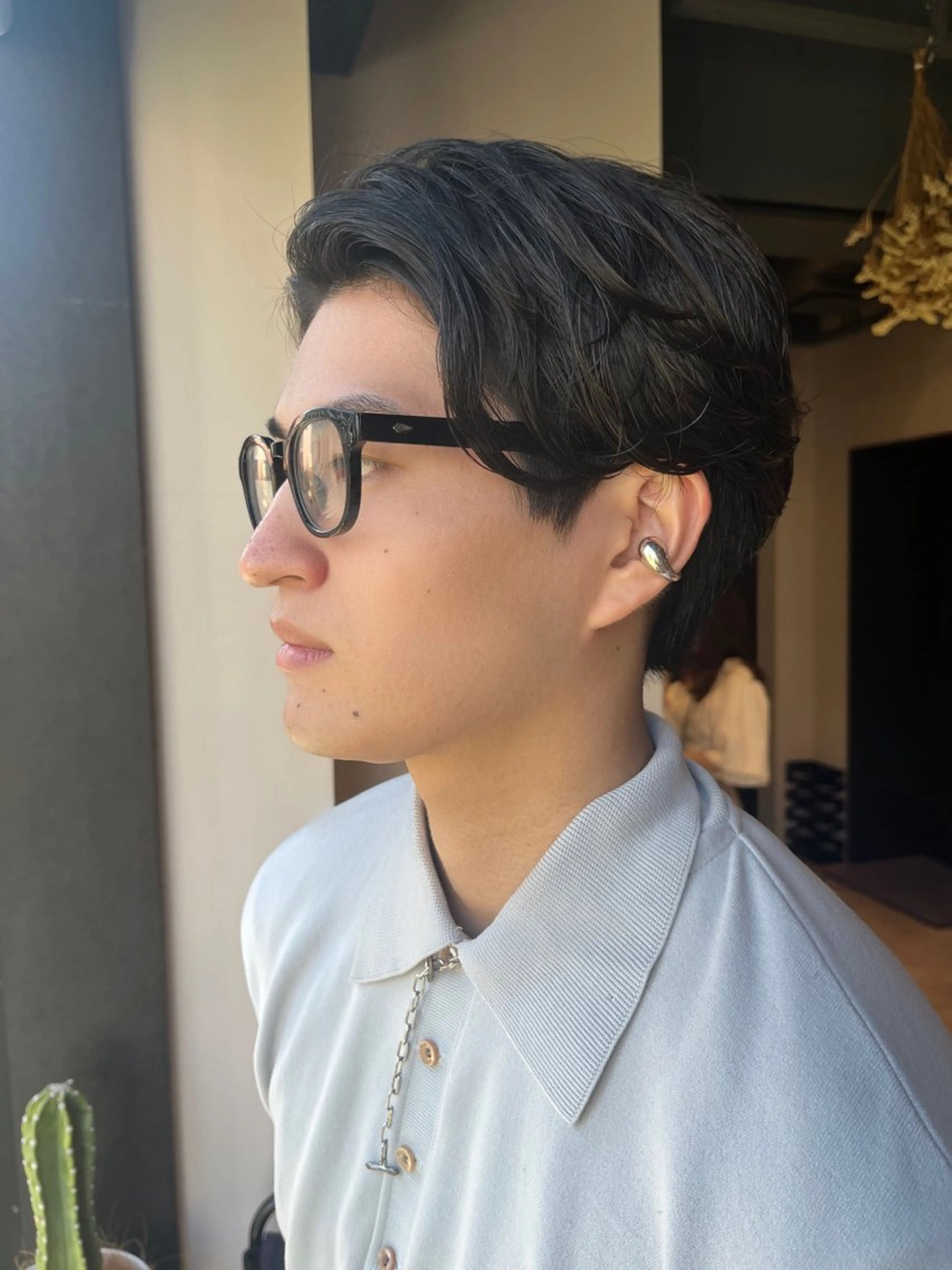 ショート パーマ メンズ うる艶カラー/恵比寿 ベージュ/丸山陽平のヘアスタイル