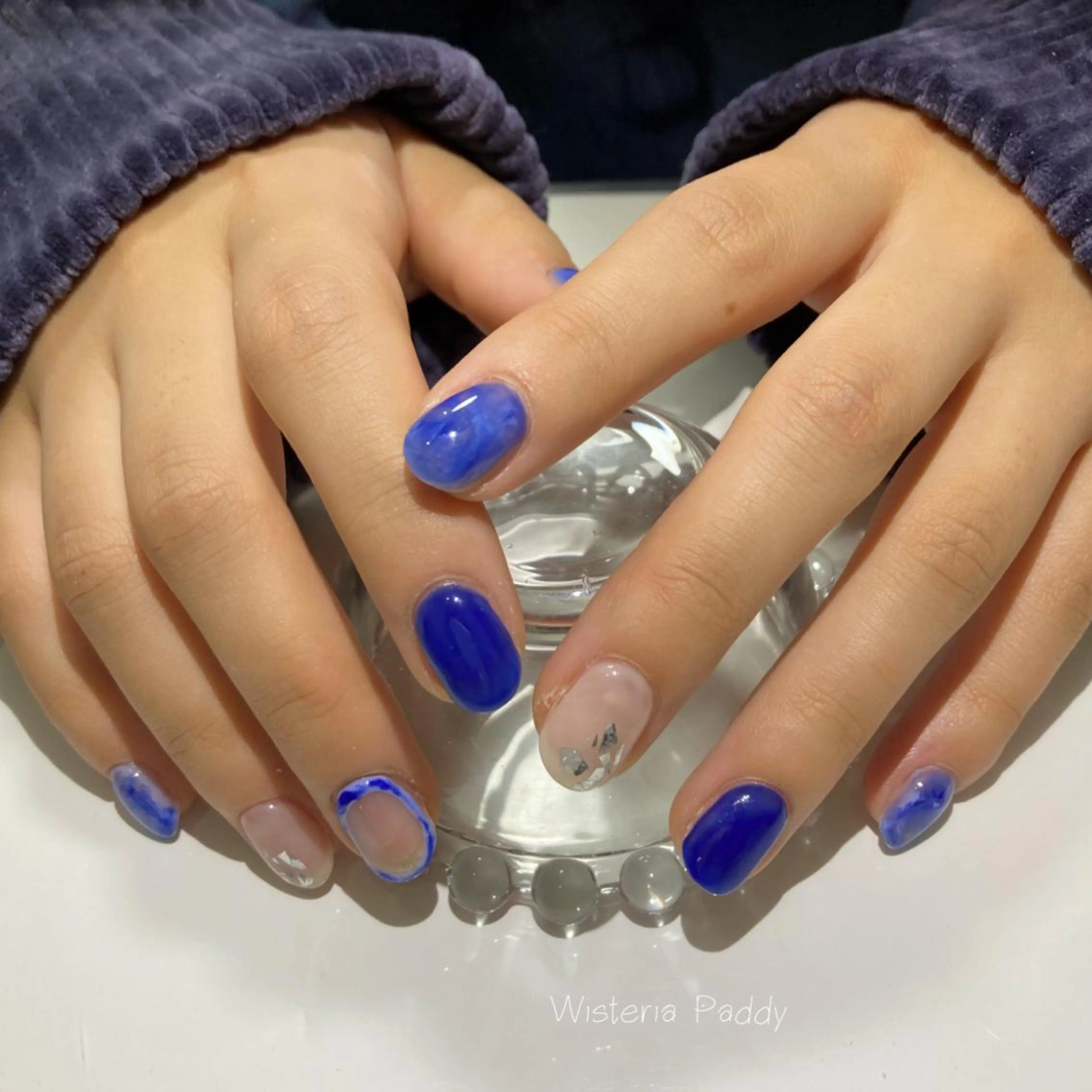 ネイル ブルー 冬ネイル Wisteria Paddyのネイルデザイン