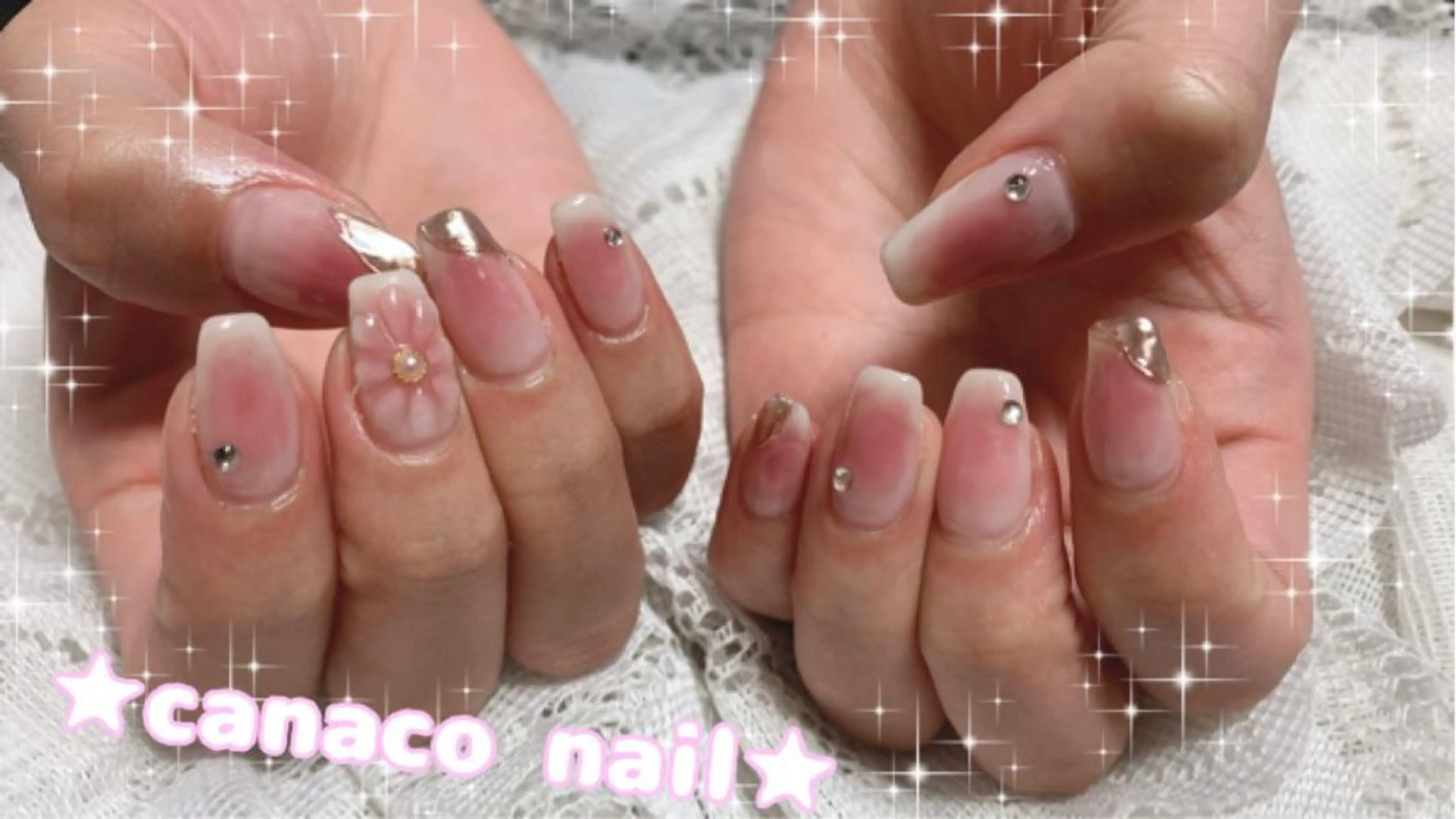 ネイル アートネイル チークネイル 桜ネイル クリアネイル 入学式 ハンドネイル ハンドケア ベテランネイル cnc  nailのネイルデザイン