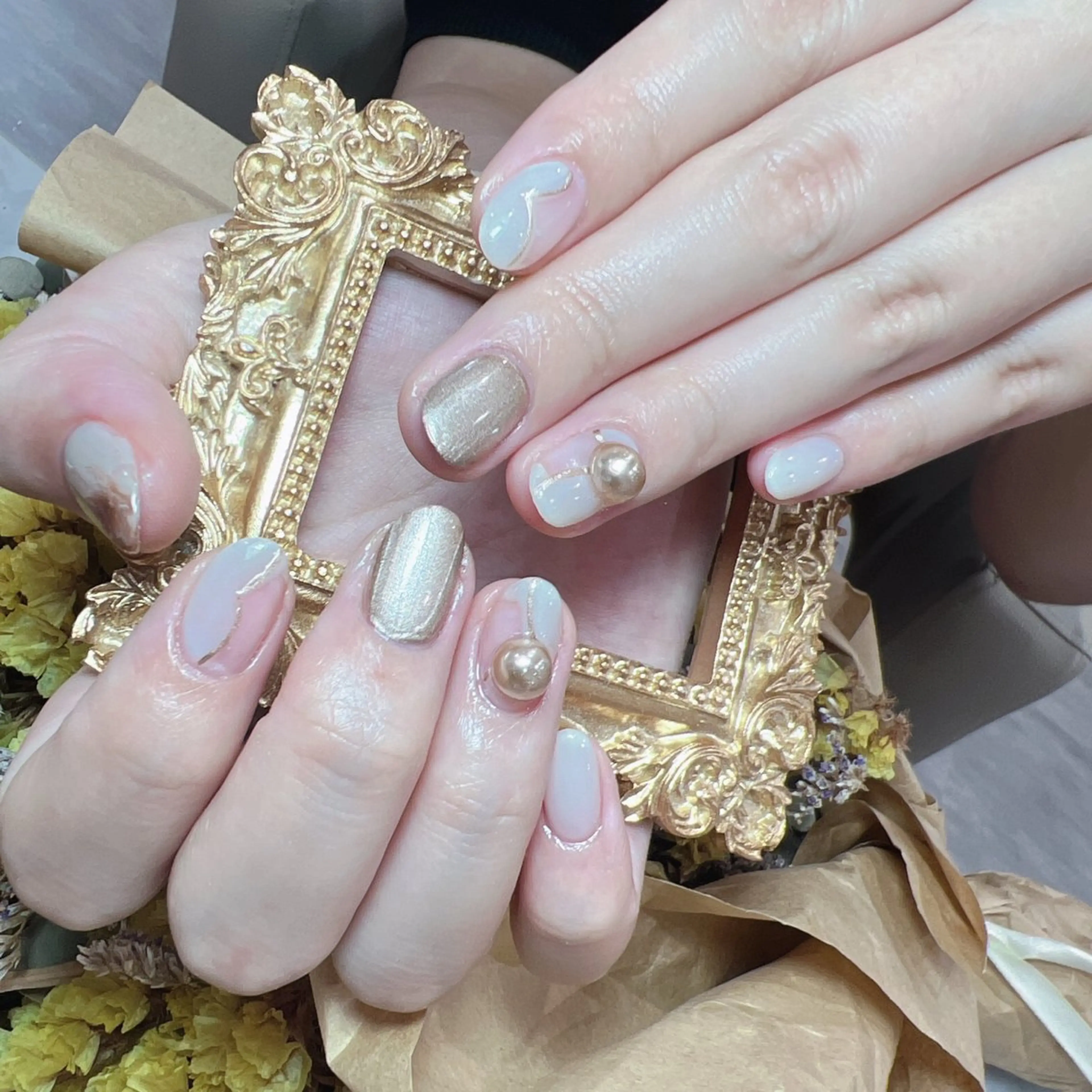 ネイル アートネイル フラッシュネイル フレンチネイル ジェルネイル ガラスフレンチ You&Me Yukiのネイルデザイン