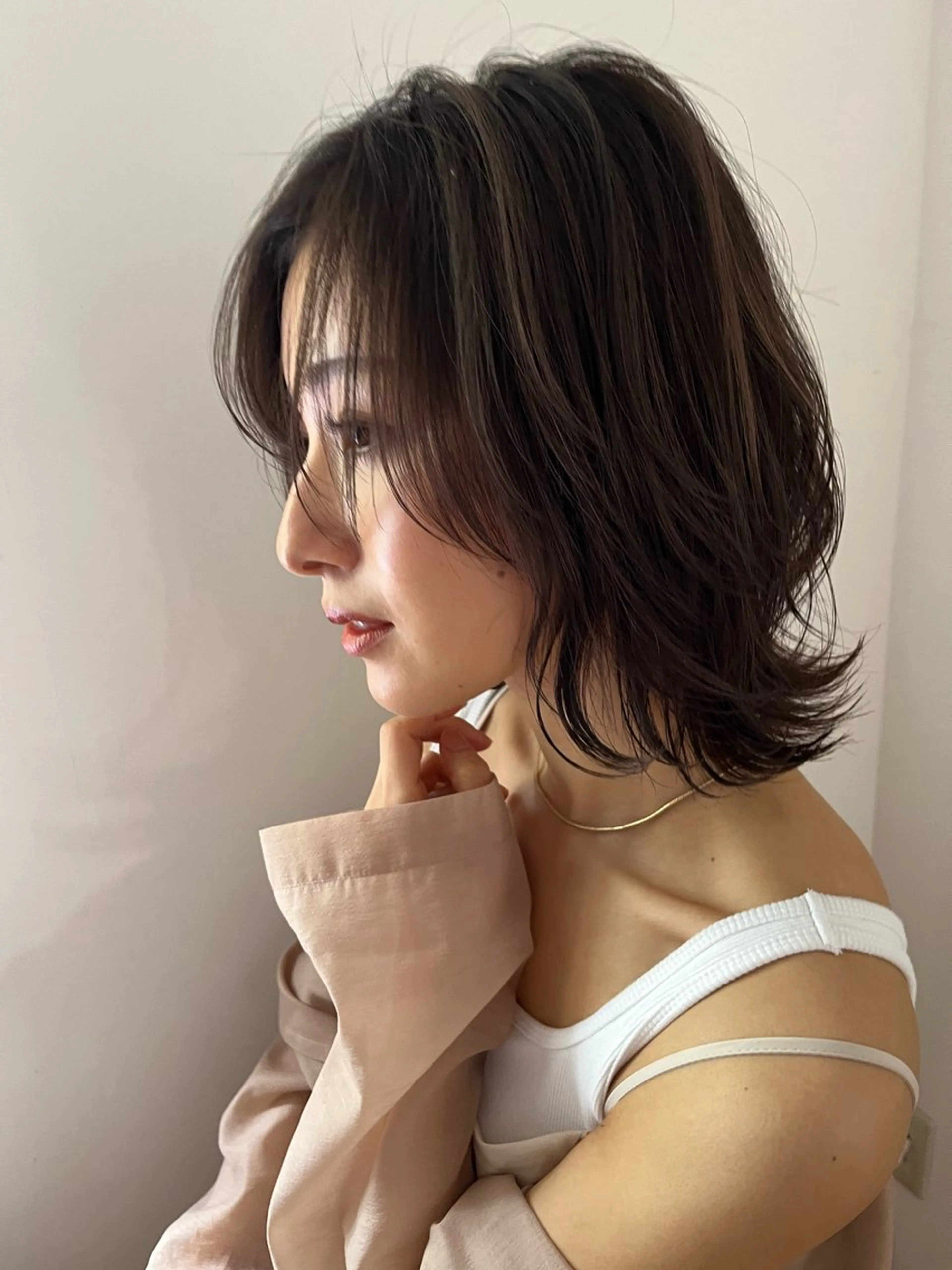 ミディアム 柔らかい艶暖色 レイヤー🫧姫汝のヘアスタイル