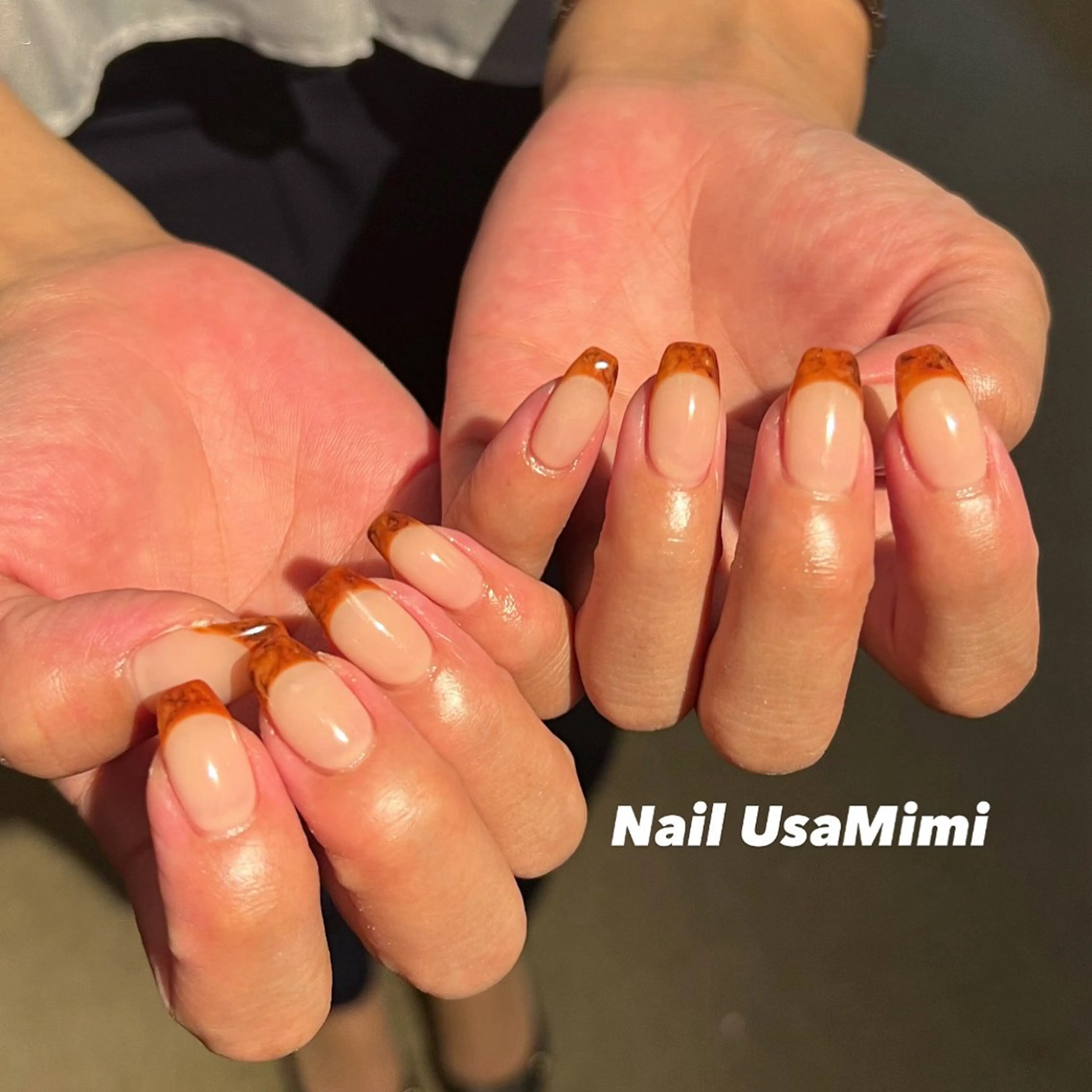 ネイル べっ甲ネイル フレンチネイル ジェルネイル マグネットネイル 持ち込み ハンドネイル 本町NailUsa Mimi RIKOのネイルデザイン