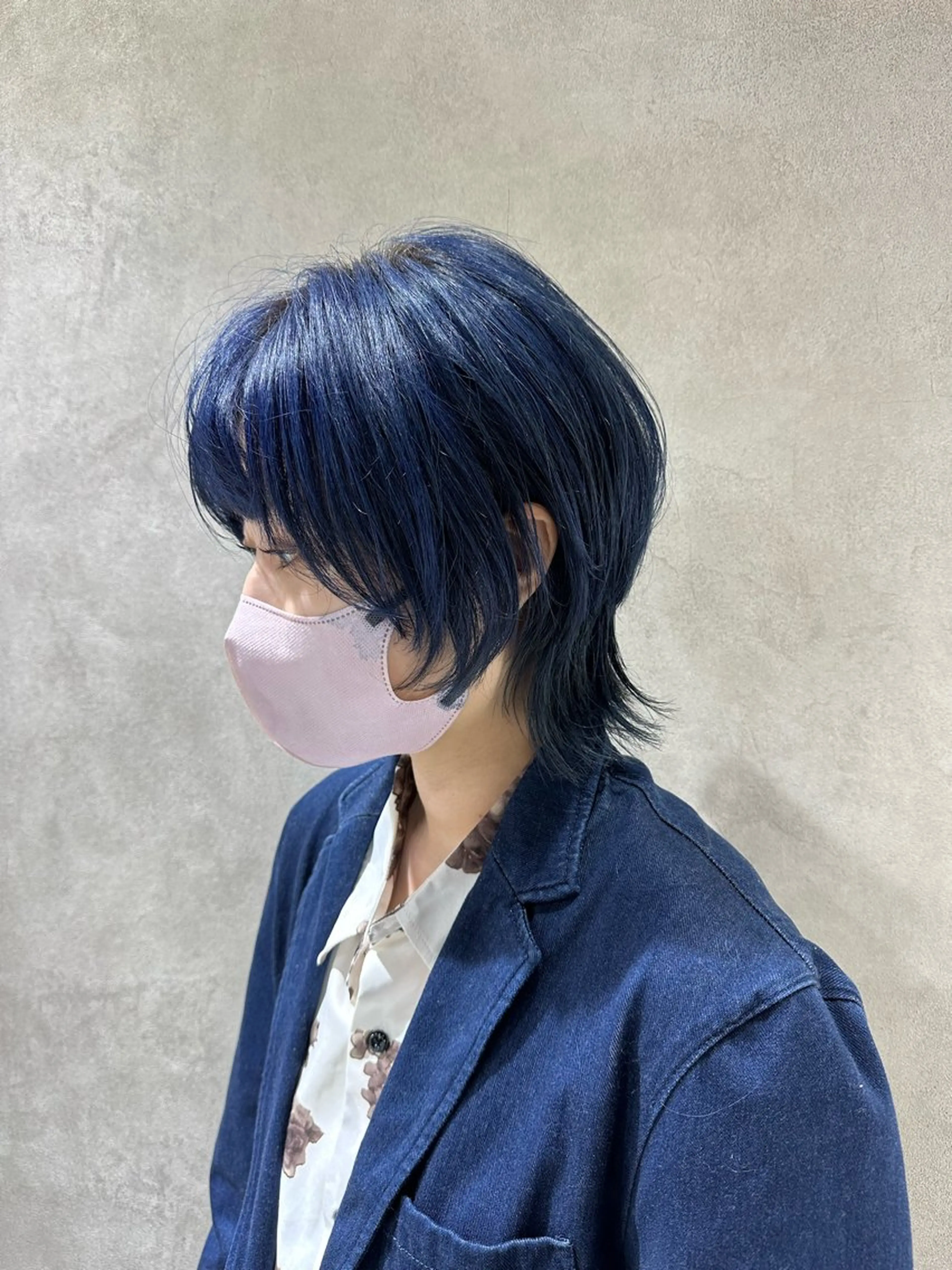 ショート カラー ブルーカラー ショートヘア ウルフカット ヘアカラー トリートメント 韓国系/ウルフ/ ブリーチ/常角友野のヘアスタイル