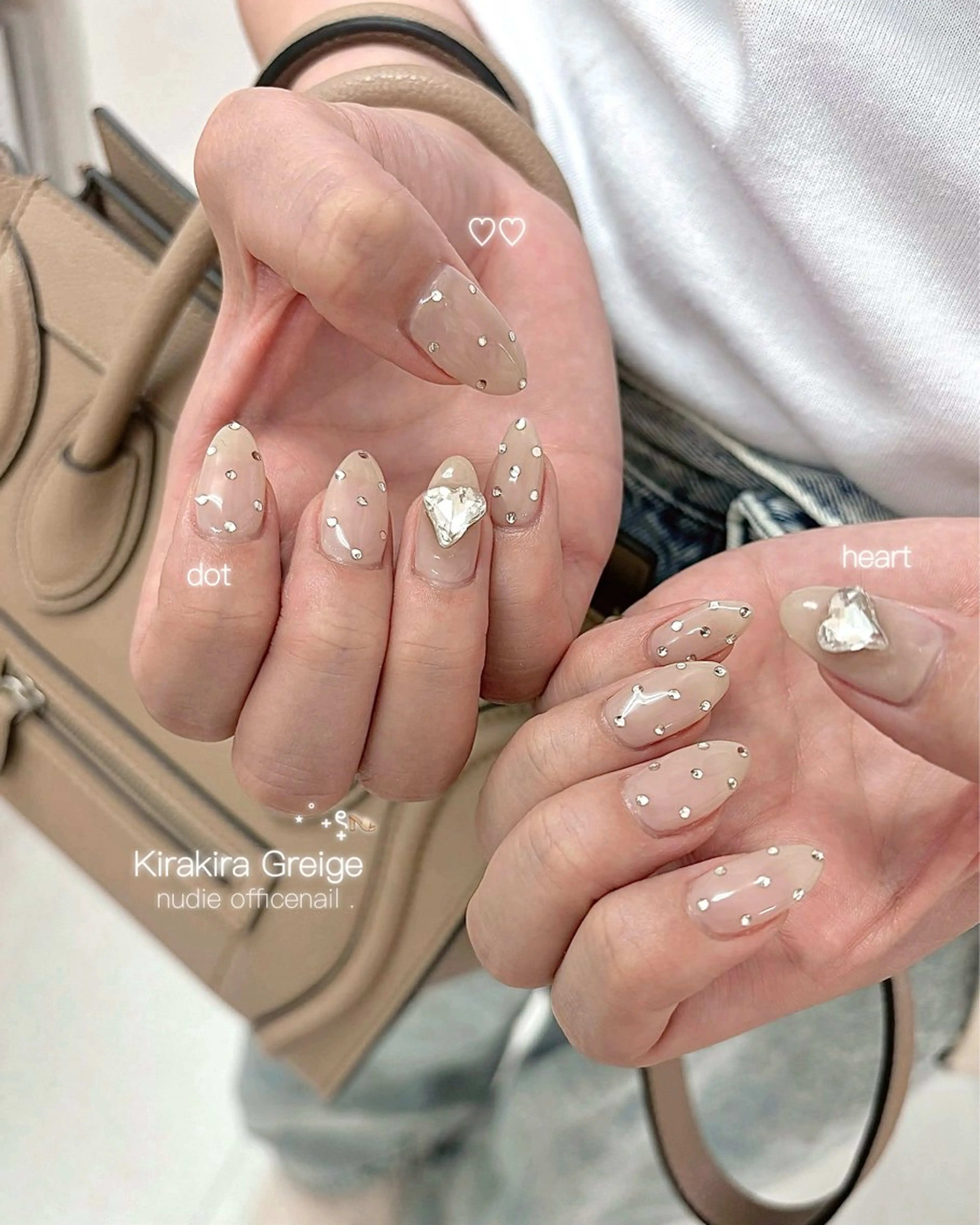 ネイル ハート キラキラネイル ハンドネイル Arowa 伊田のネイルデザイン