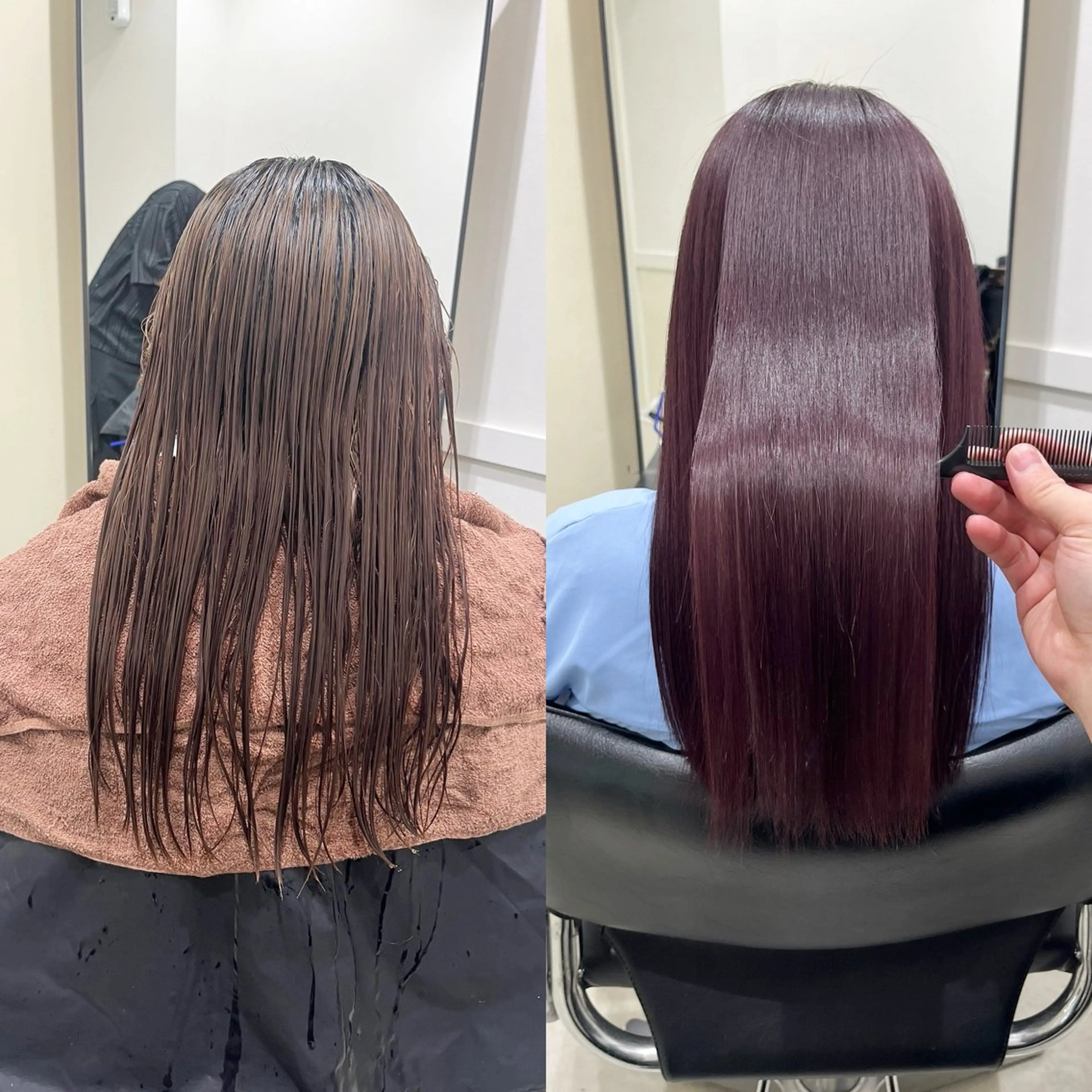 【迷ったらコチラ💕】艶髪カラー+ピースピュアTR 【髪質改善成分配合】#透明感カラー#暗染#黒染め#白髪染めの写真