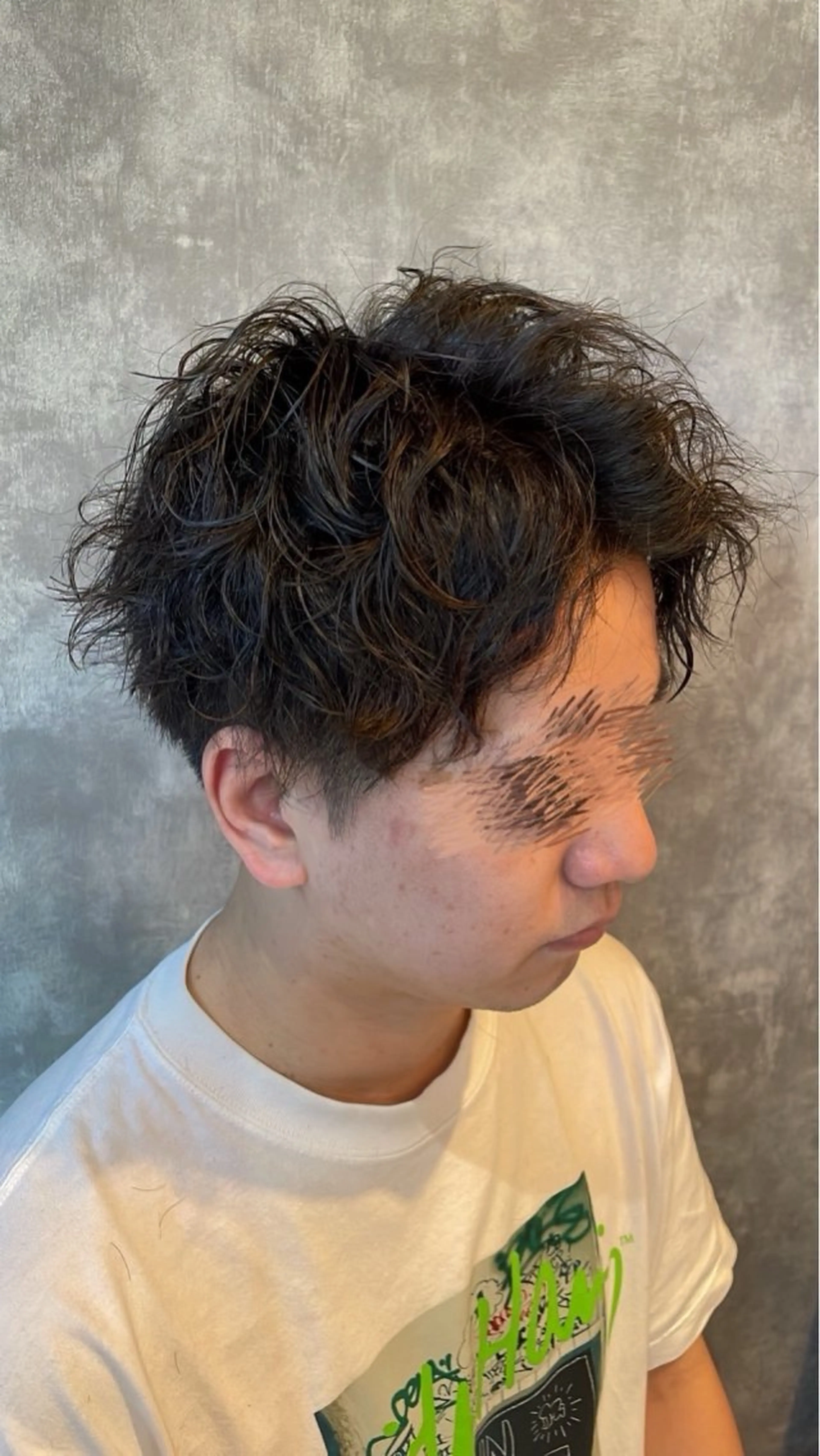 カラー パーマ メンズ 黒髪 透明感カラー ナチュラルブラック Takeuchi daikiのヘアスタイル