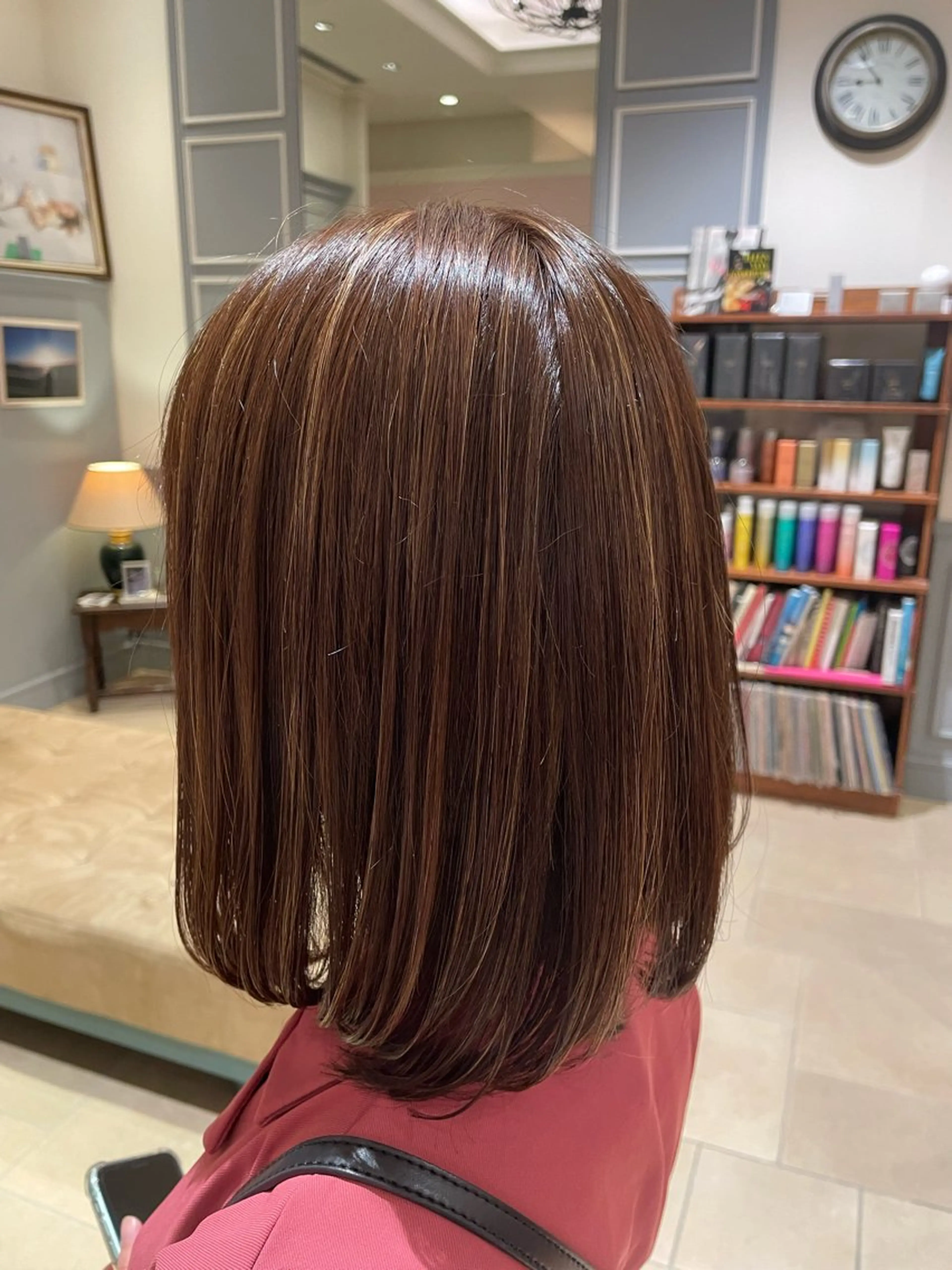 ミディアム ハイライト カットモデル ヨネダのヘアスタイル