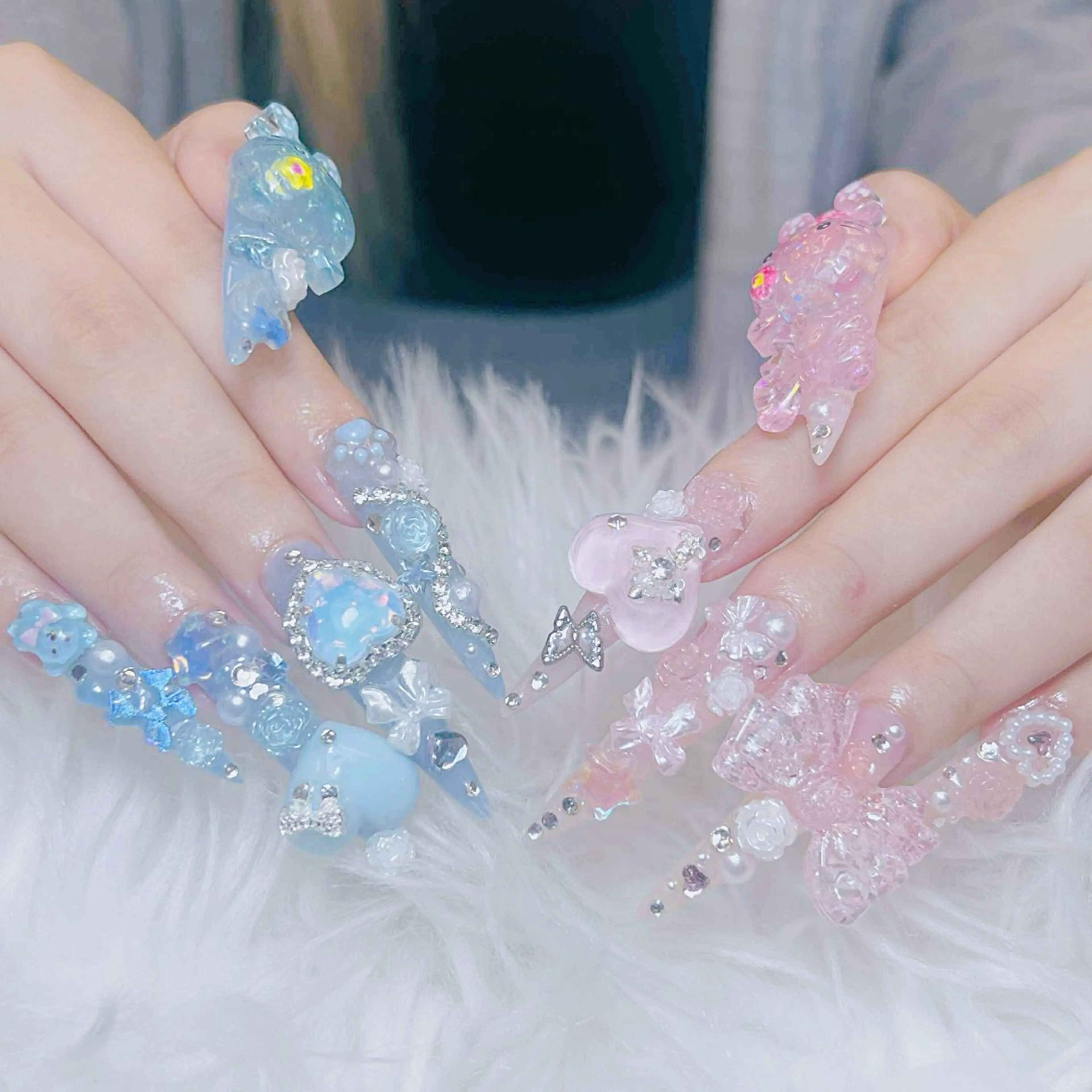 ネイル チークネイル 長さ出し フラッシュネイル フレンチネイル グラデーション ハンドネイル AN NAIL SALONのネイルデザイン