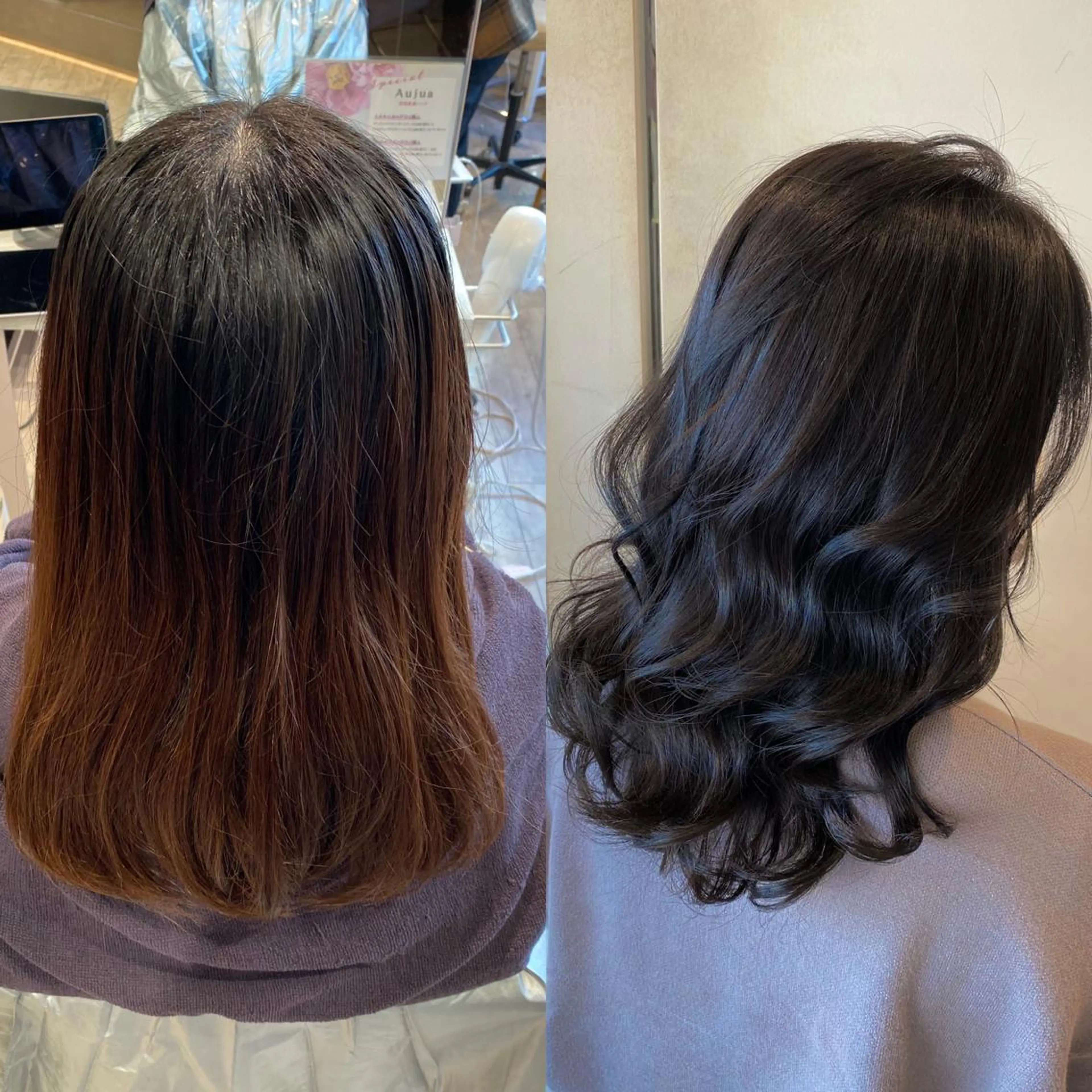 セミロング カラー 顔まわりカット🌟 くびれヘア/寺門遥輝のヘアスタイル