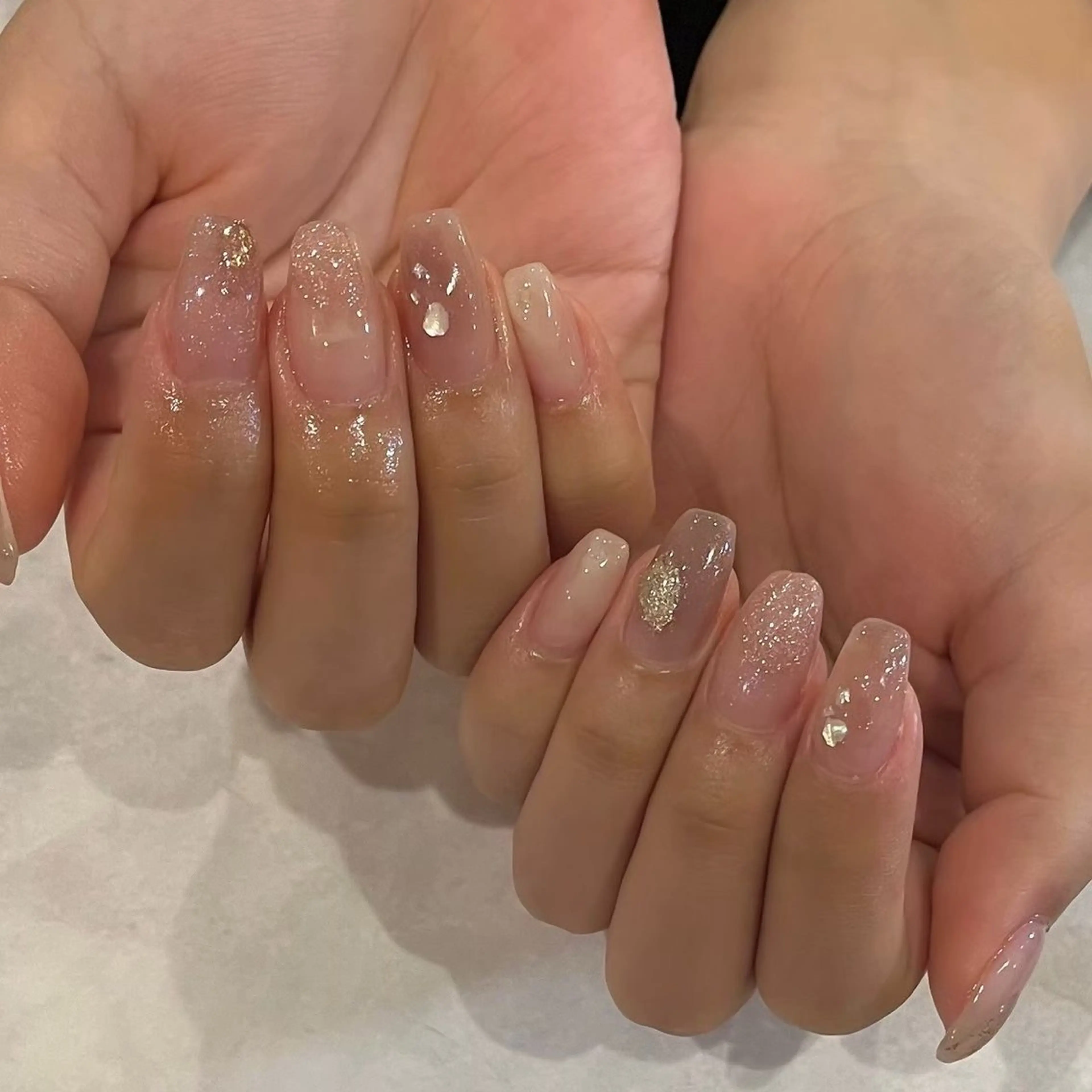 ネイル 長さ出し フレンチネイル ニュアンスネイル ハンドネイル cleo 中目黒店のネイルデザイン